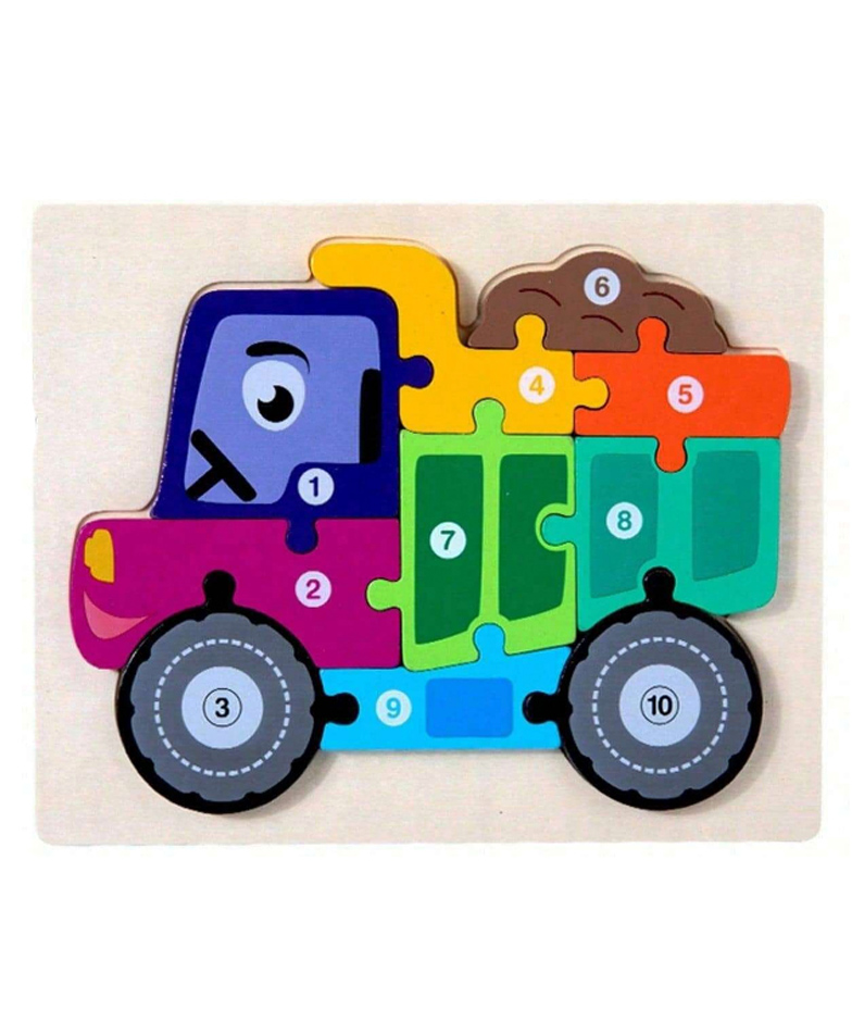 Urbane Chic Truck  Design Wooden Jigsaw Puzzle for Kids Shapes Toys - 10 Pieces (Multicolor)-picture-9