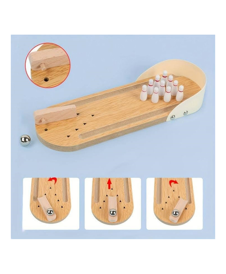 Urbane Chic Mini Bowling Set, Wooden Tabletop Bowling Game Desk Toys Desktop Bowling -Multicolor-picture-36