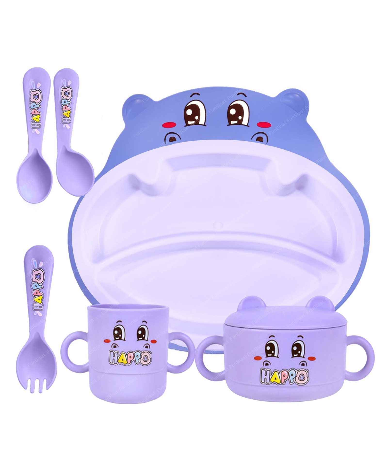 Bunie Hippo Design Bamboo Fibre Dinnerware Set for Kids  Multicolor-image-47