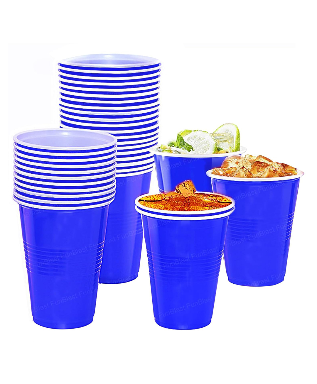 Funeiko Reusable Party Glasses for Drinking  50 Pcs Beer Pong Glasses Blue