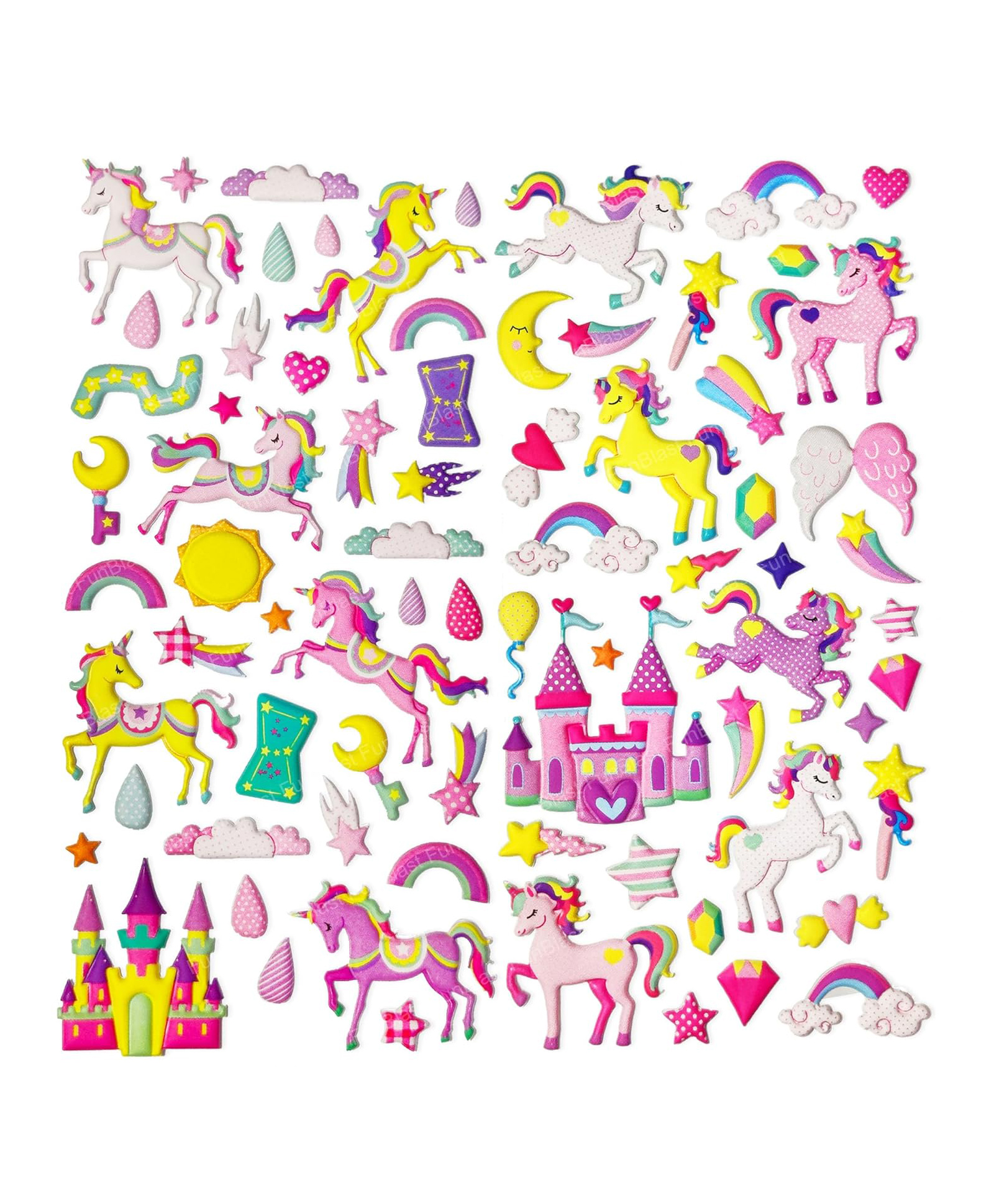 Bunie 3D Foam Unicorn Theme Kawaii Stickers Set  Pack of 2 Sheets Random Design-picture-25
