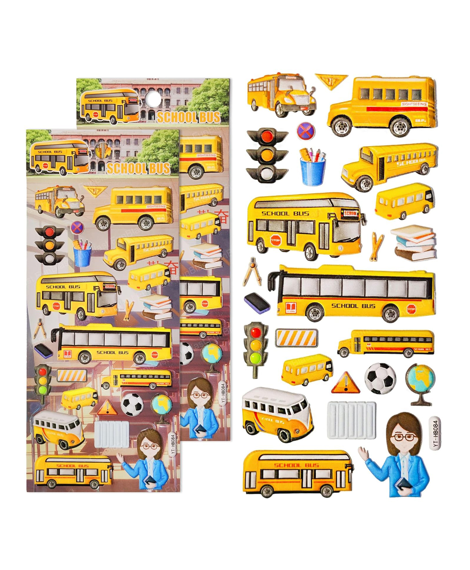 Bunie School Bus Theme 3D Puffy Stickers Set  Pack of 2 Sheets Multicolor-image-11