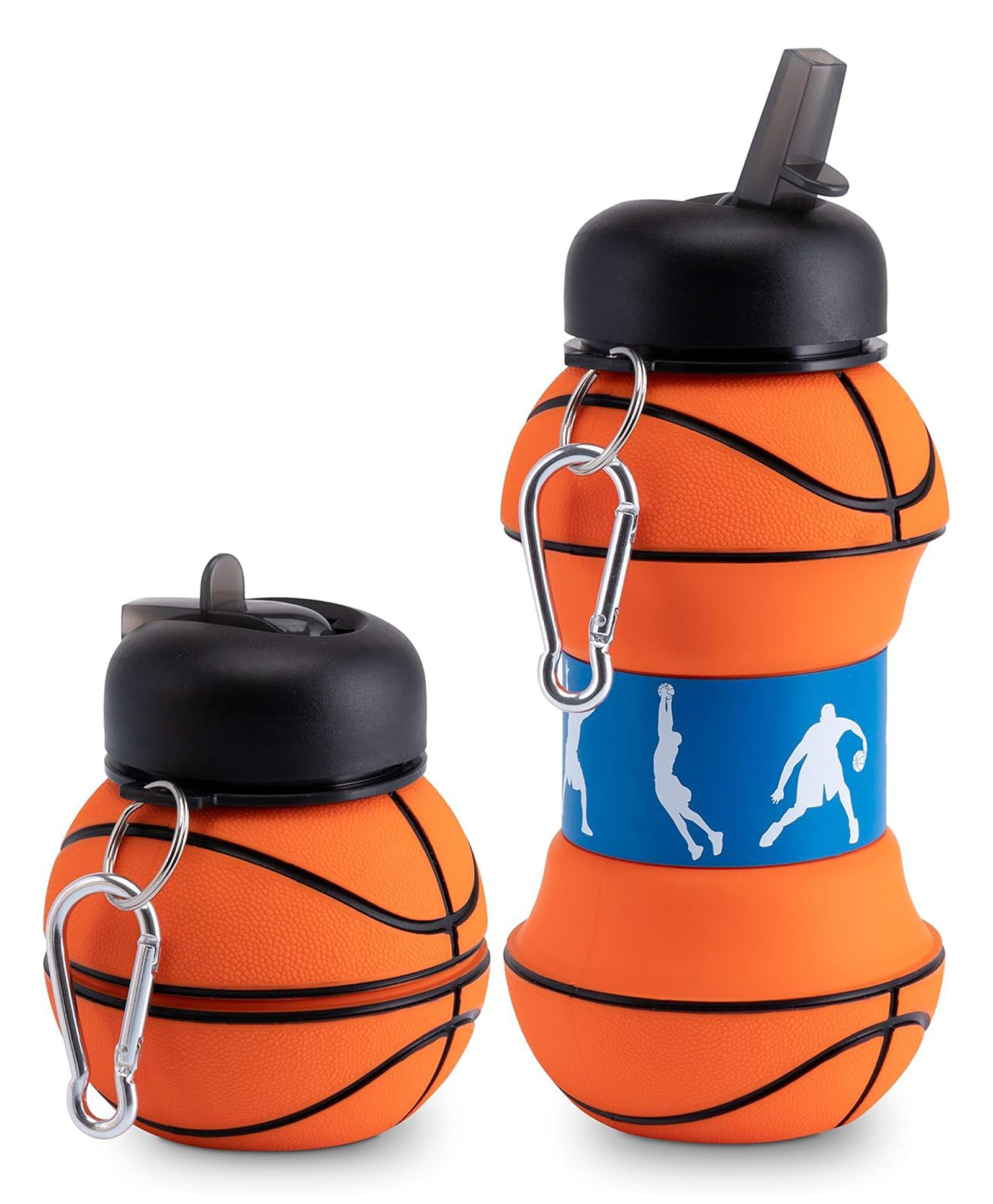 Bunie Basket Ball Shaped Expandable Silicone Sipper Bottle  1 Pc Multicolor 550 ml-image-2