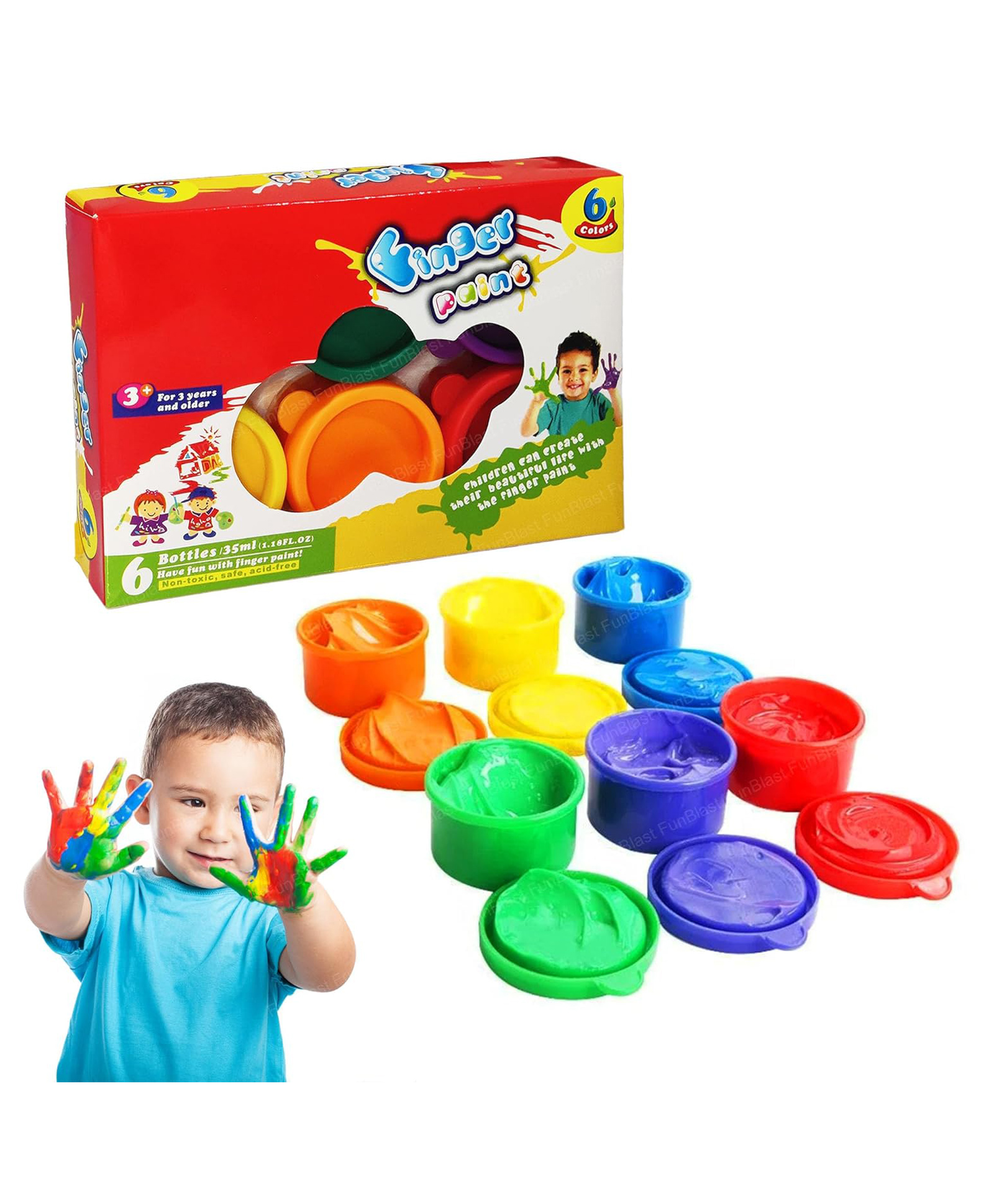 Bunie DIY Coloring Finger Painting Kit for Kids Art and Craft - 6 Colors Multicolor-image-32