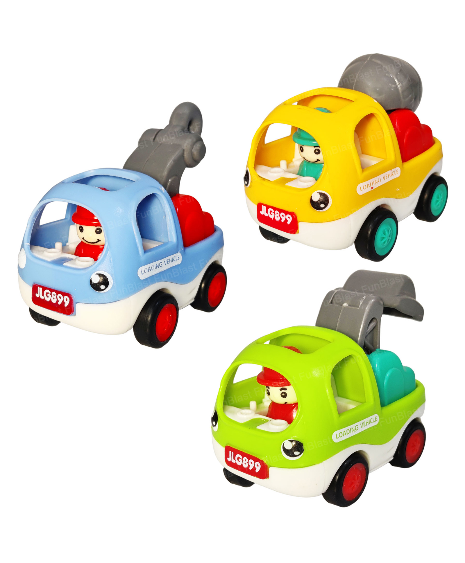 Bunie Pull Back Mini Construction Vehicle Toy  Pack of 3 Color May Vary-image-1