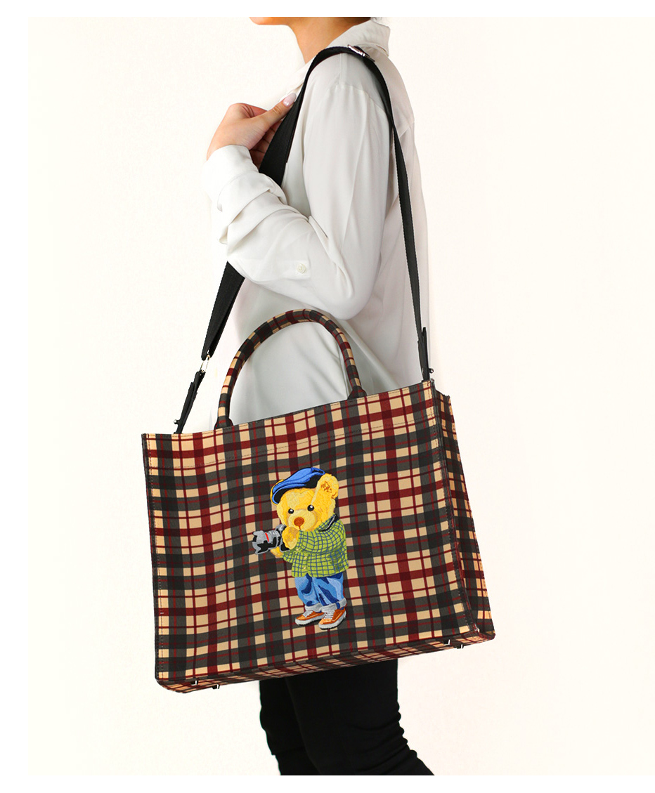 Kolorobia Eye Catching Tote Handbag Embroidery-Black Blue Strap Shoulder Bag For Women-image-1