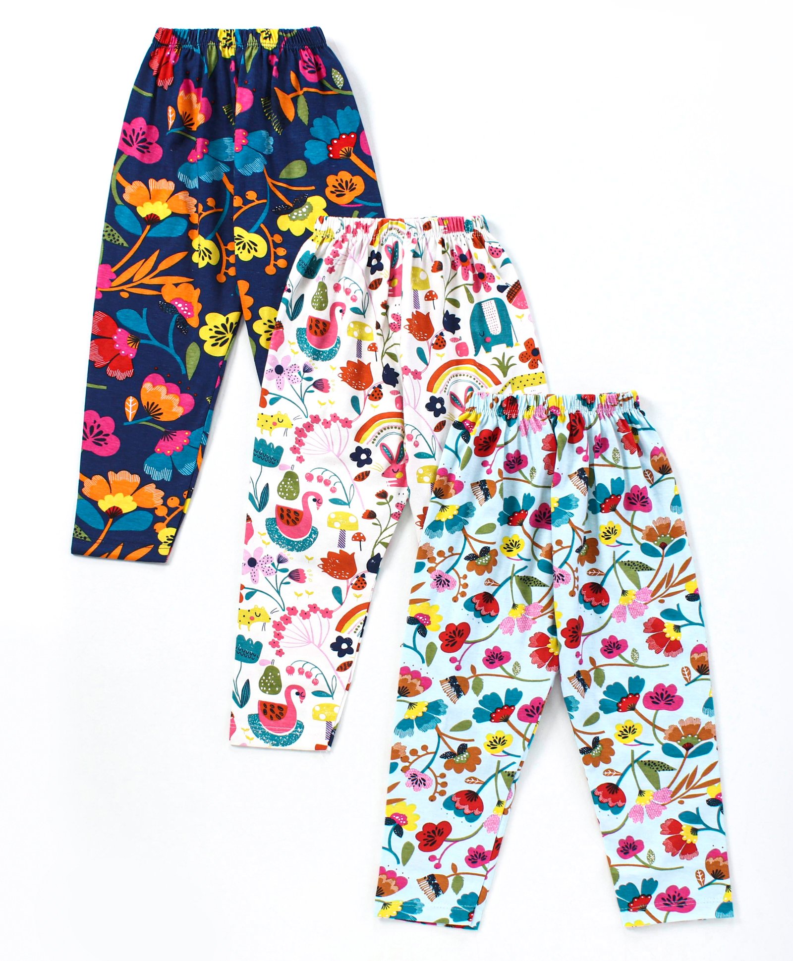 Simply Sinker Full Length Leggings Floral Print Pack of 3 - Navy & Off White-image-14