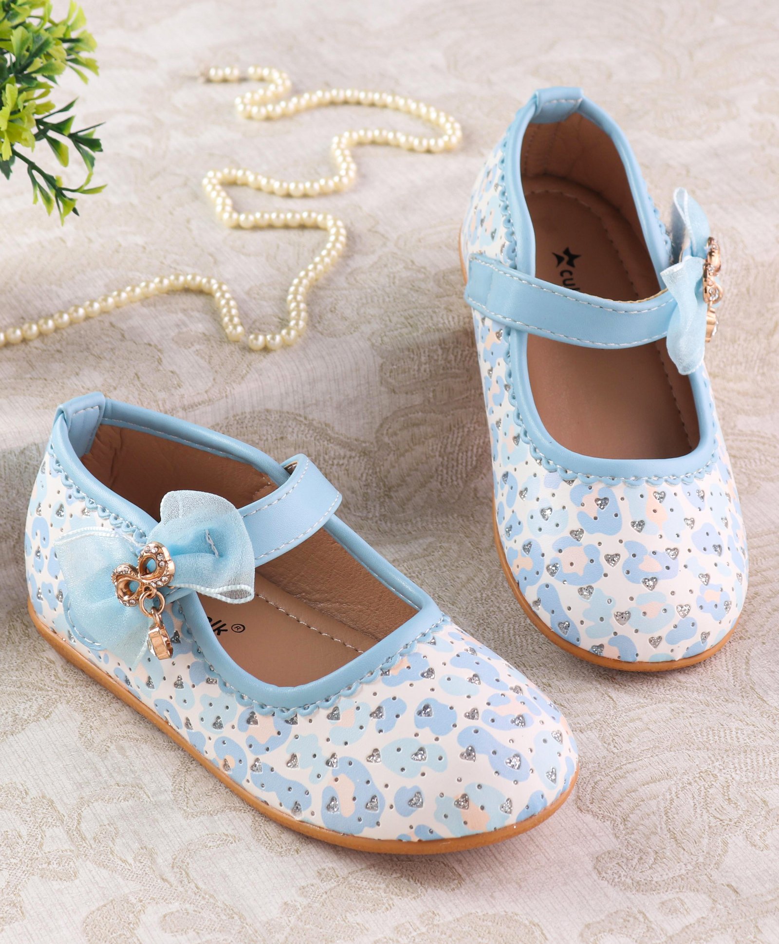 Cute Walk by Babyhug Velcro Closure Ballerina With Bow Applique - Blue-image-28