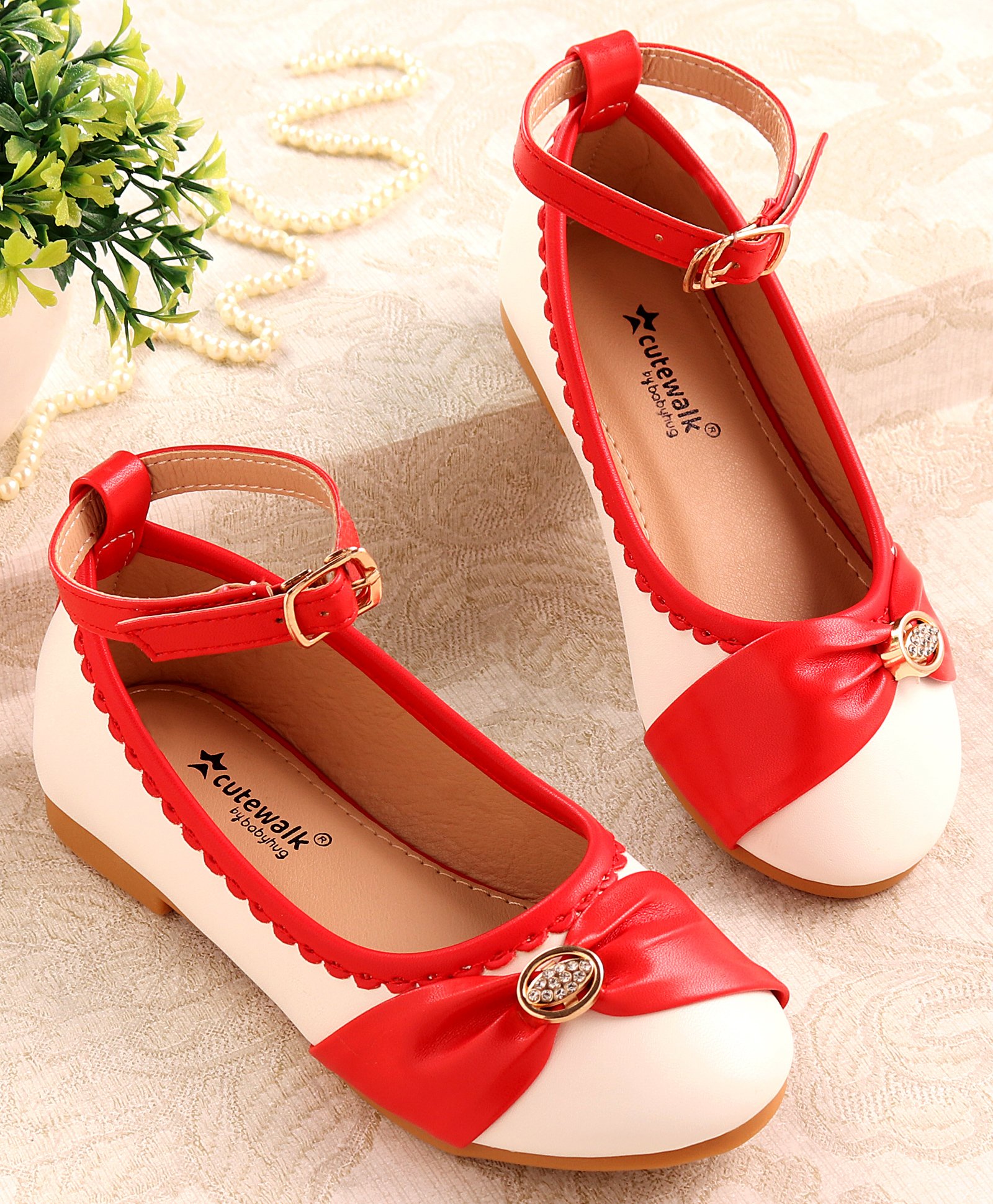 Cute Walk by Babyhug Ballerinas With Buckle Closure - Red-image-44