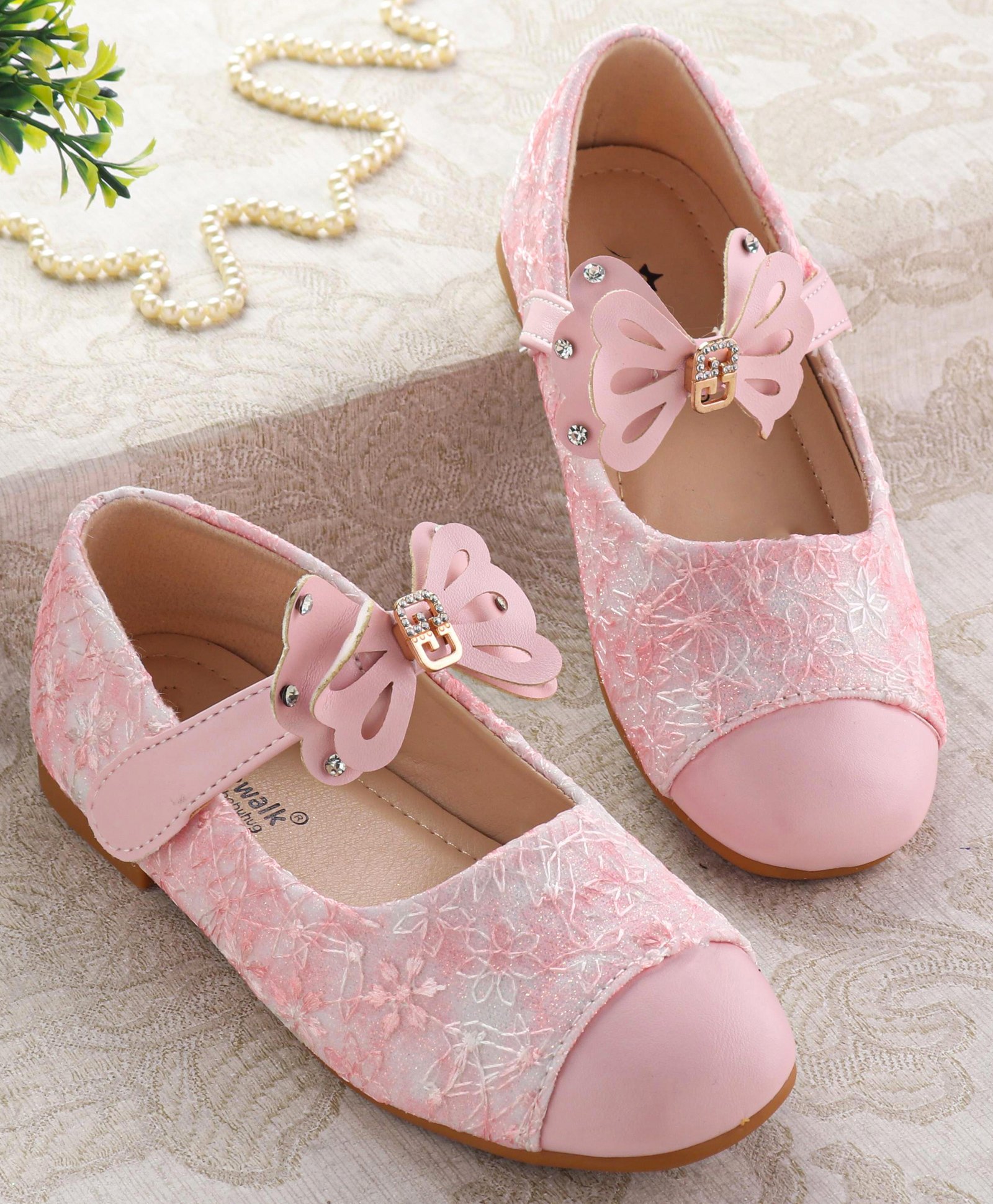 Cute Walk by Babyhug Ballerina with Velcro Closure & Bow Applique - Pink