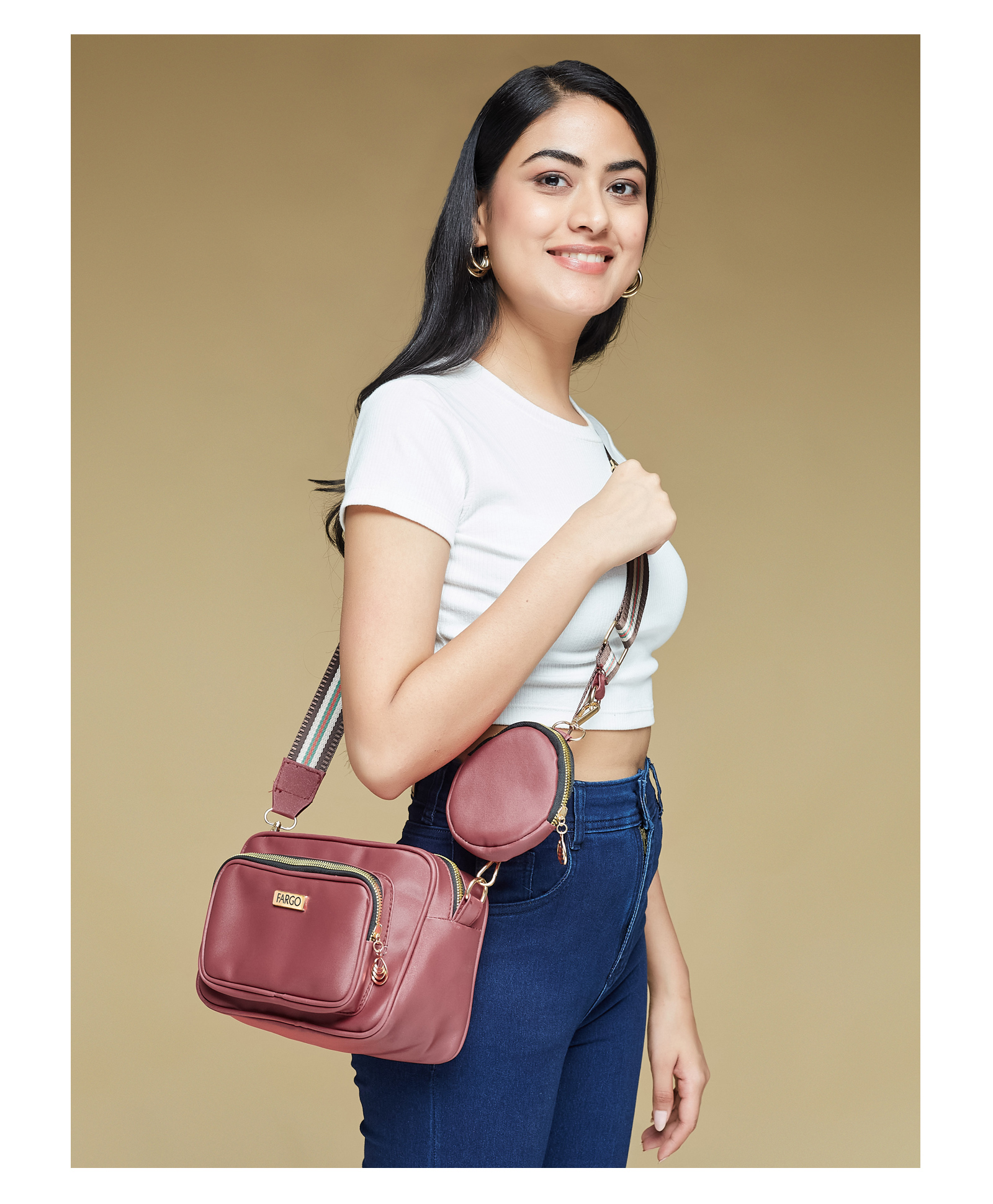 Fargo Pink Women Sling Bag 2L Capacity-image-40