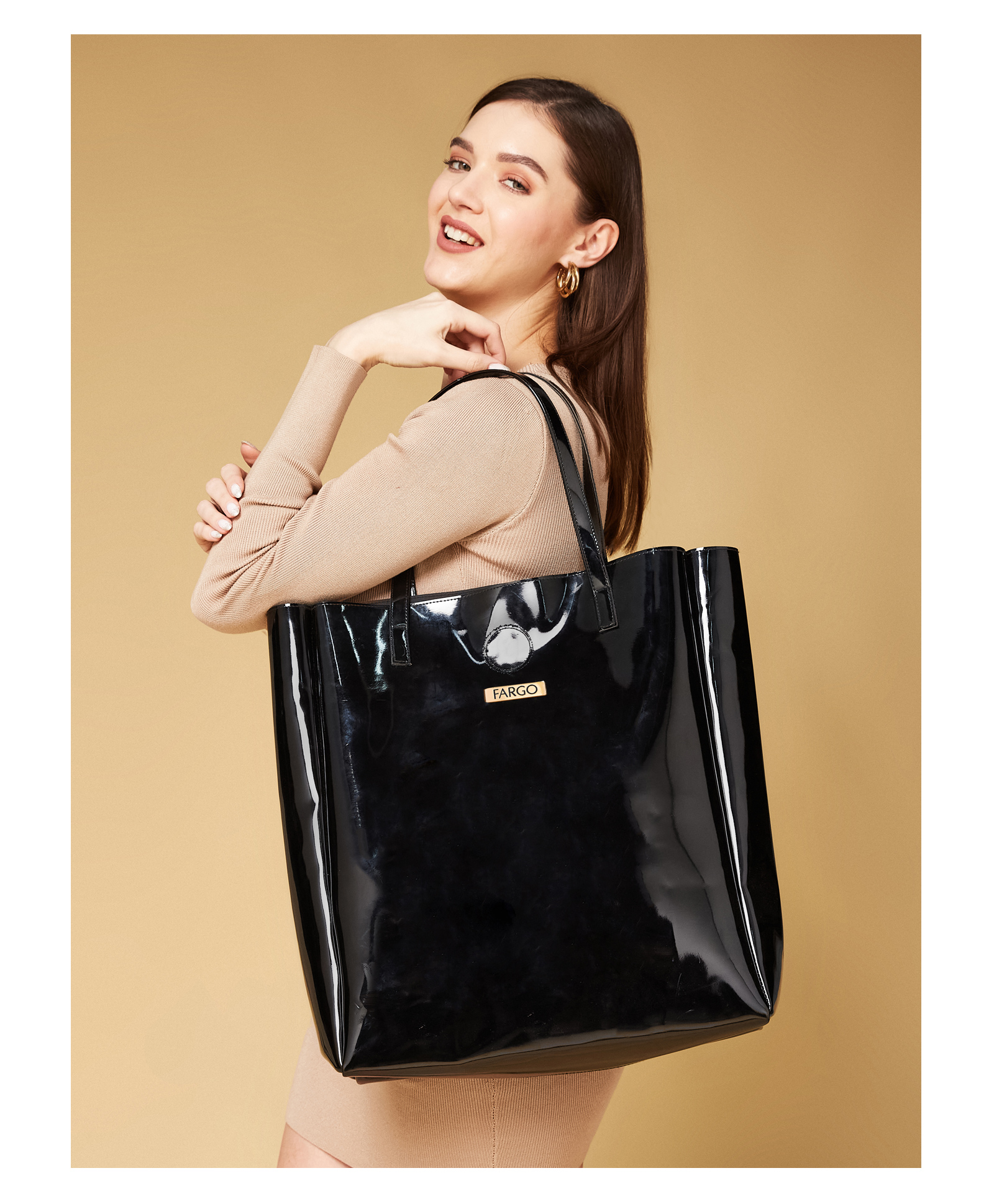 Fargo Women Black Tote Bag 20L Capacity-image-5