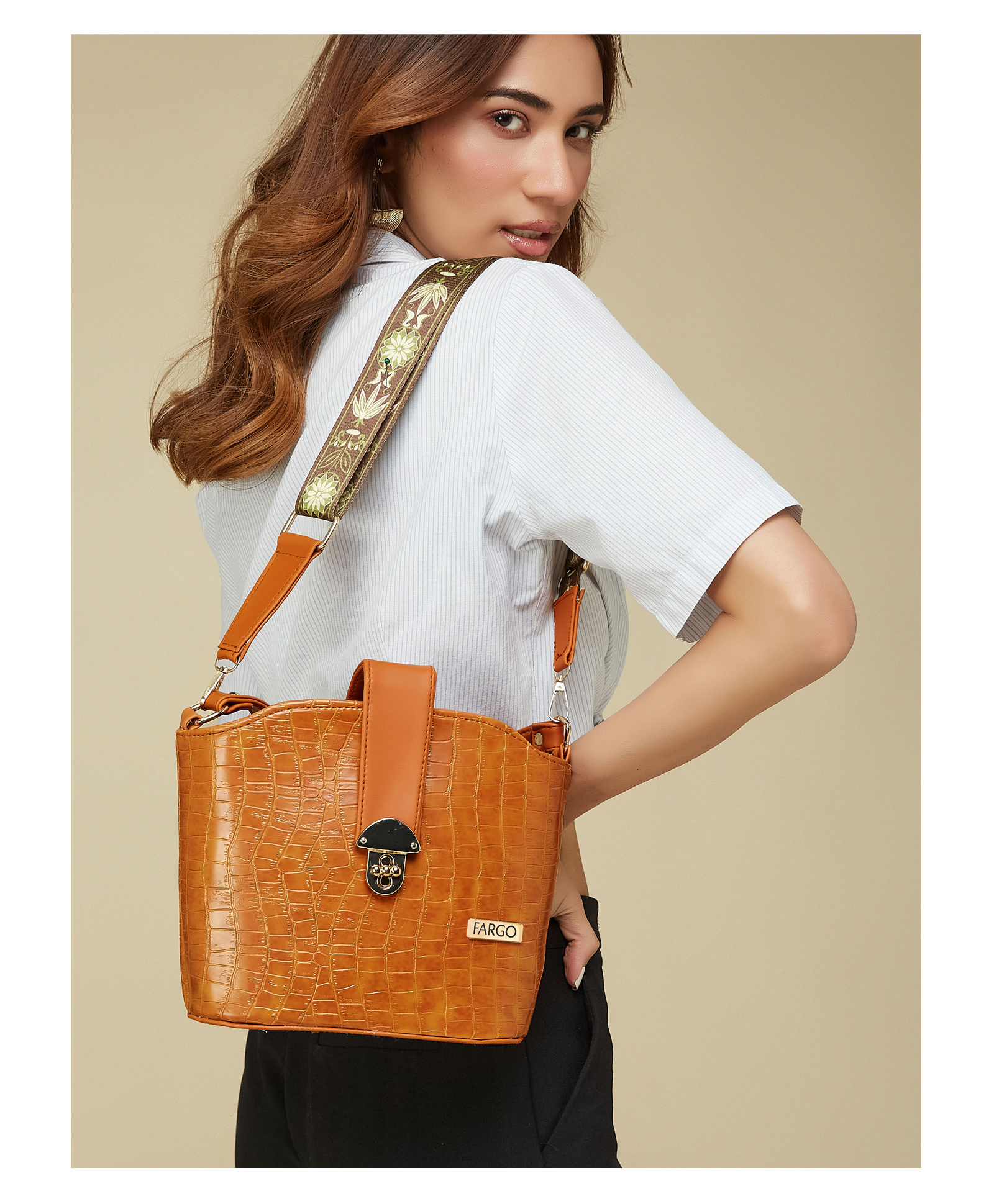Fargo Women Orange Bucket Sling Bag 5L Capacity-image-2