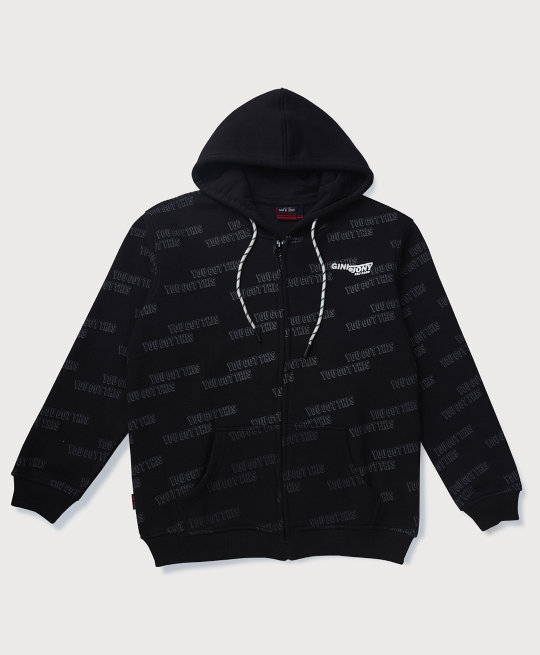 GINI & JONY Cotton Knit Full Sleeves  Hoddie with Text Print- Black-picture-28