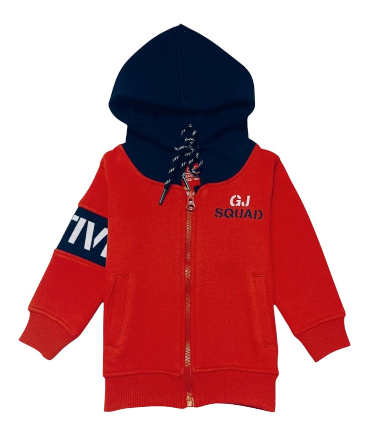 GINI & JONY Cotton Knit Full Sleeves Front Open Hooded Sweatshirt With Text Print - Red-picture-23
