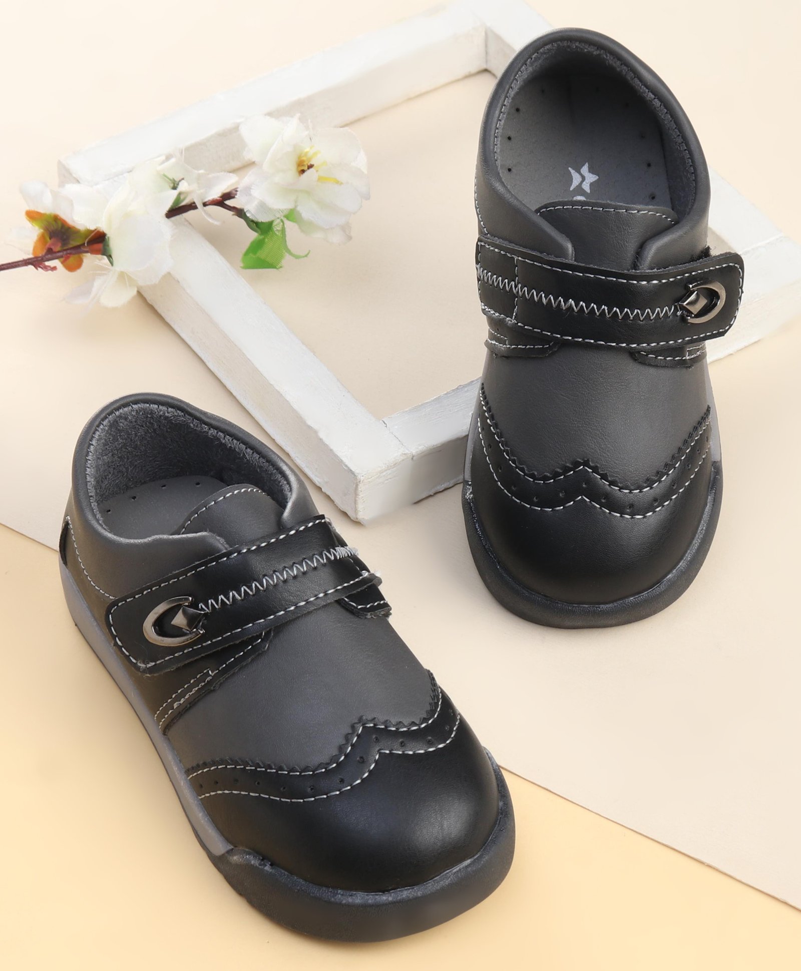 Cute Walk by Babyhug Party Shoes with Velcro Closure - Black-image-48