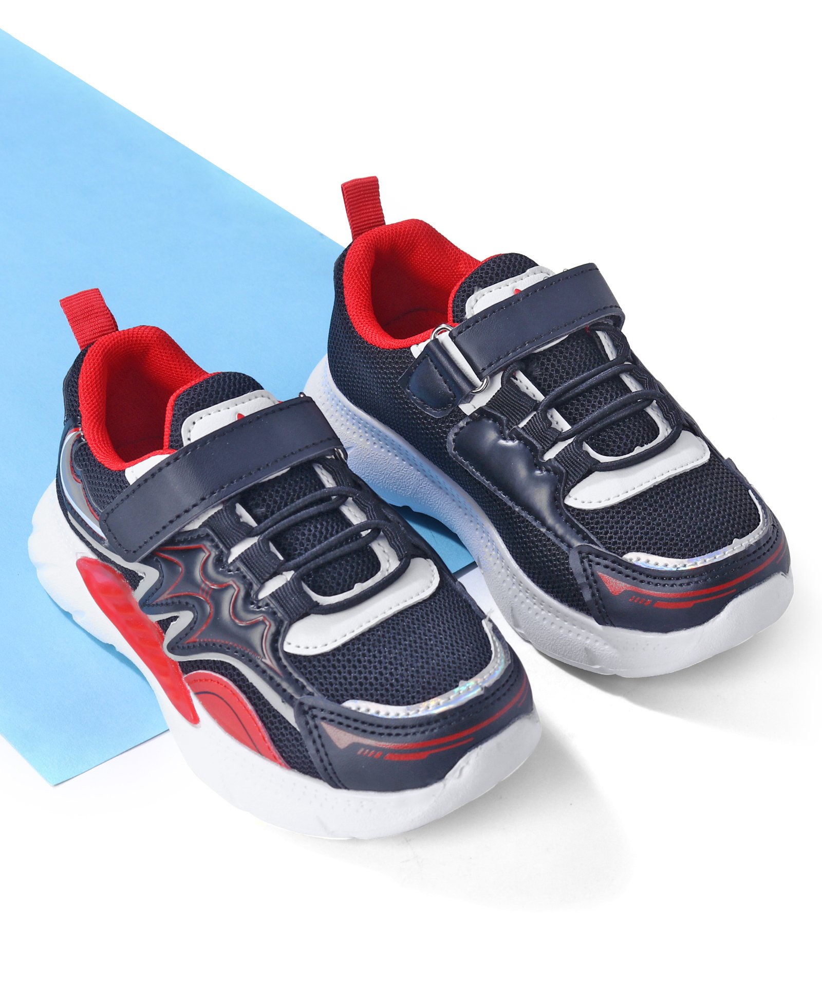 Cute Walk by Babyhug Velcro Closure Sneakers - Black & Red-image-14