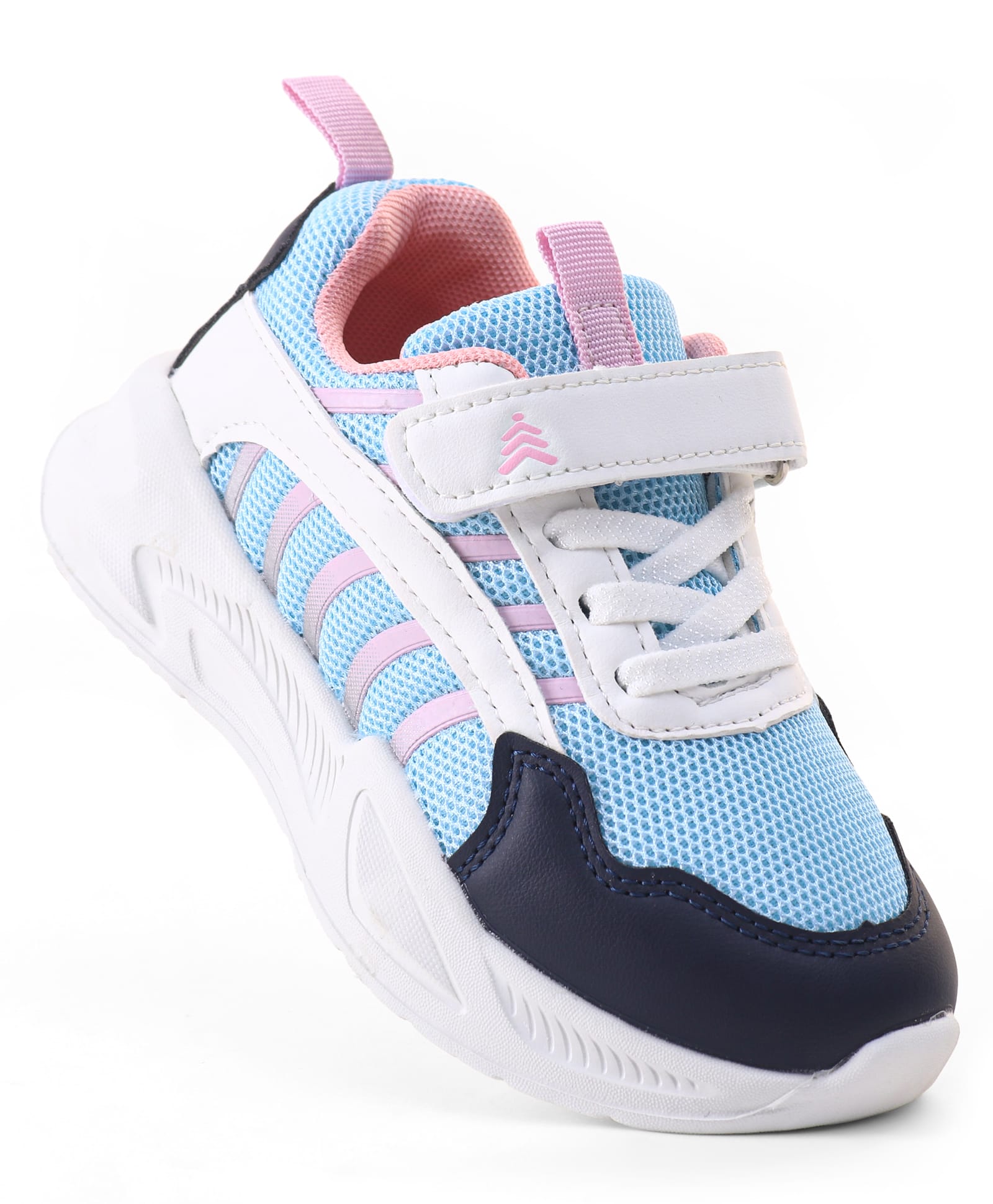Pine Kids Sneaker with Lace up & Velcro Closure - Blue & Pink-picture-37
