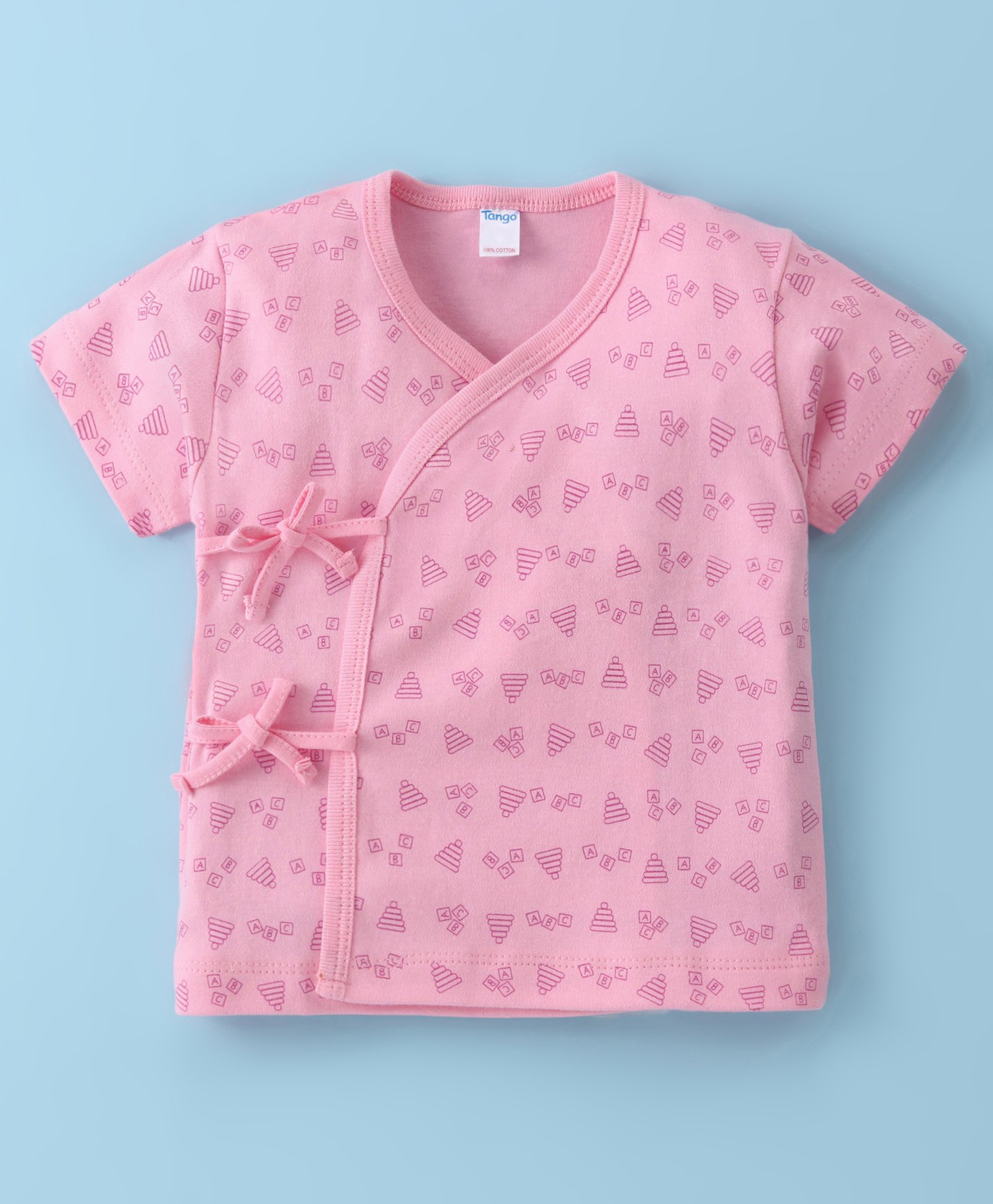 Tango Interlock Half  Sleeves Front Open Vest Stacking Toy Print - Pink-picture-11