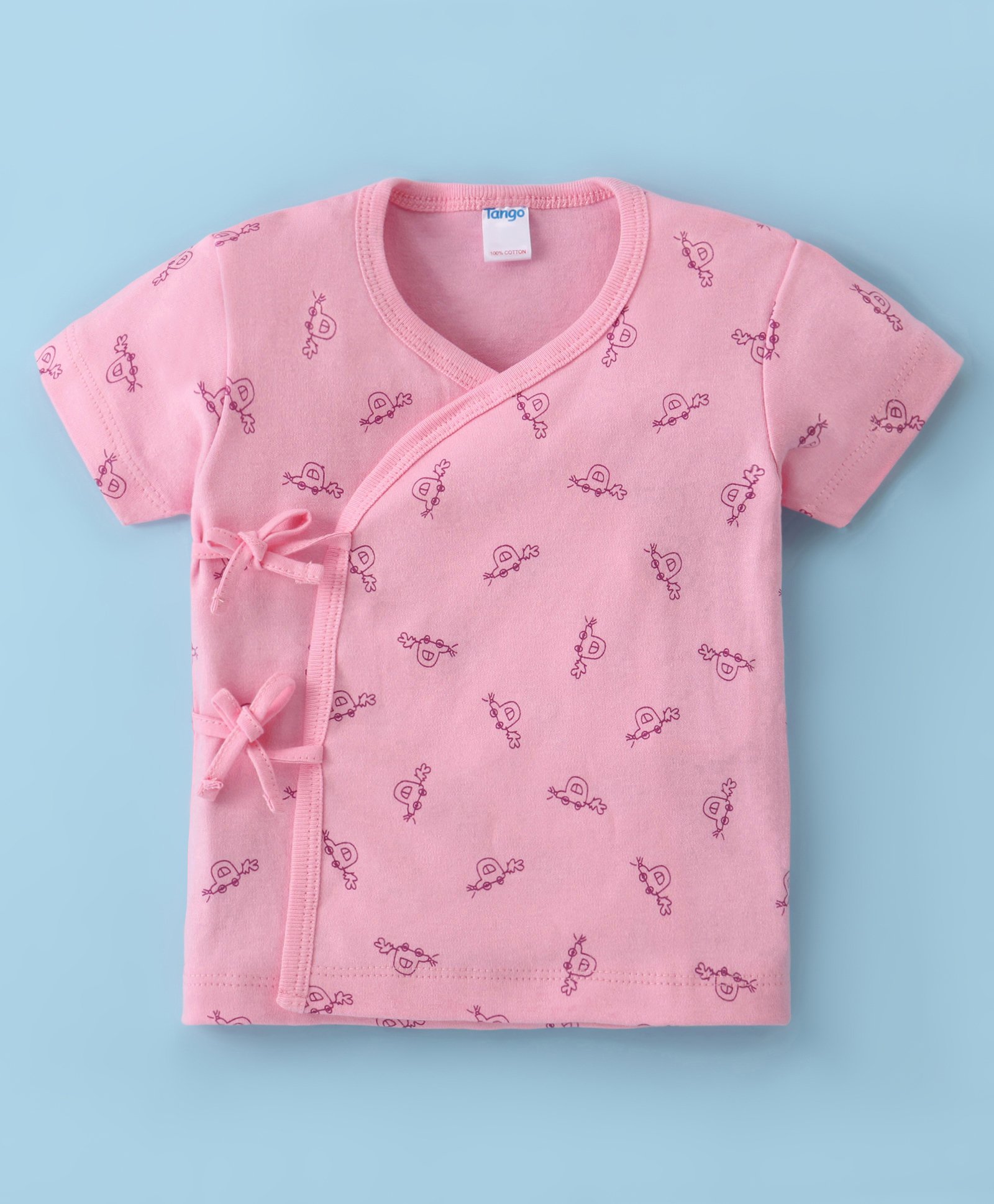 Tango Interlock Half Sleeves Front Open Vest Car Print - Pink-image-35