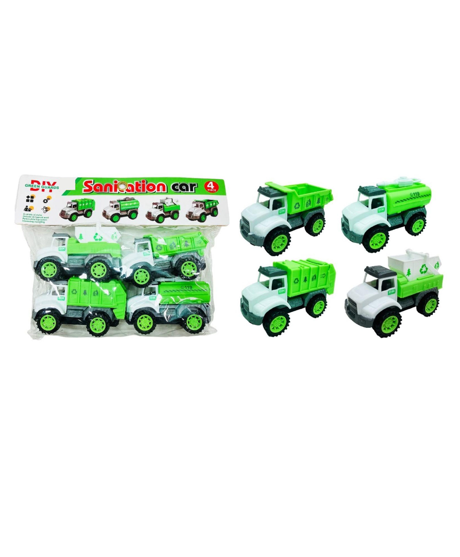 Sanjary Friction-Powered 4 PC Sanitation Truck with Trash Bin, Recycling Garbage Truck Toys for Kids-Color & Design May Vary-image-39