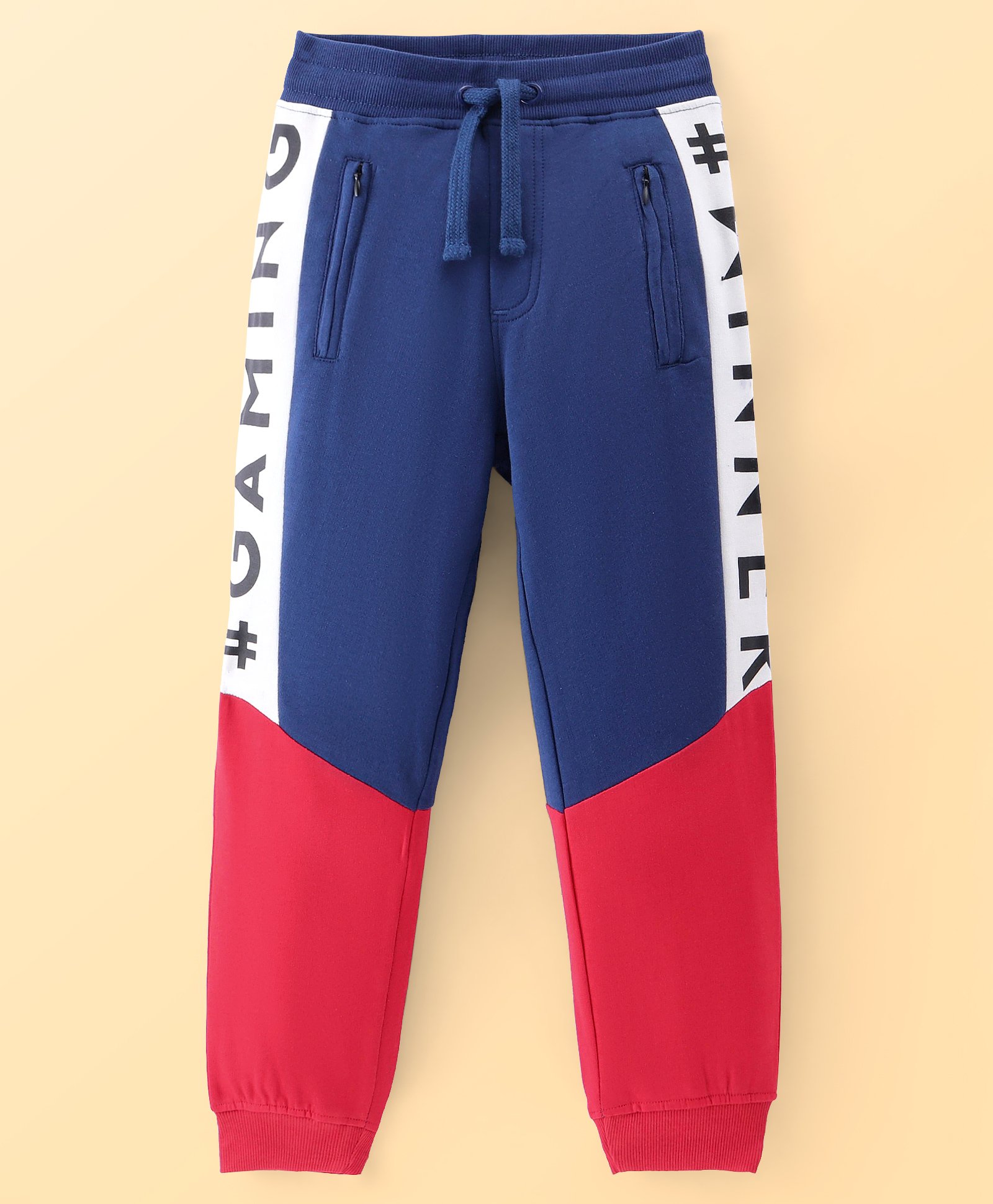 Pine Kids Cotton Knit Full Length Cut & Sew Lounge Pant Text Print - Navy Blue & Red-picture-10