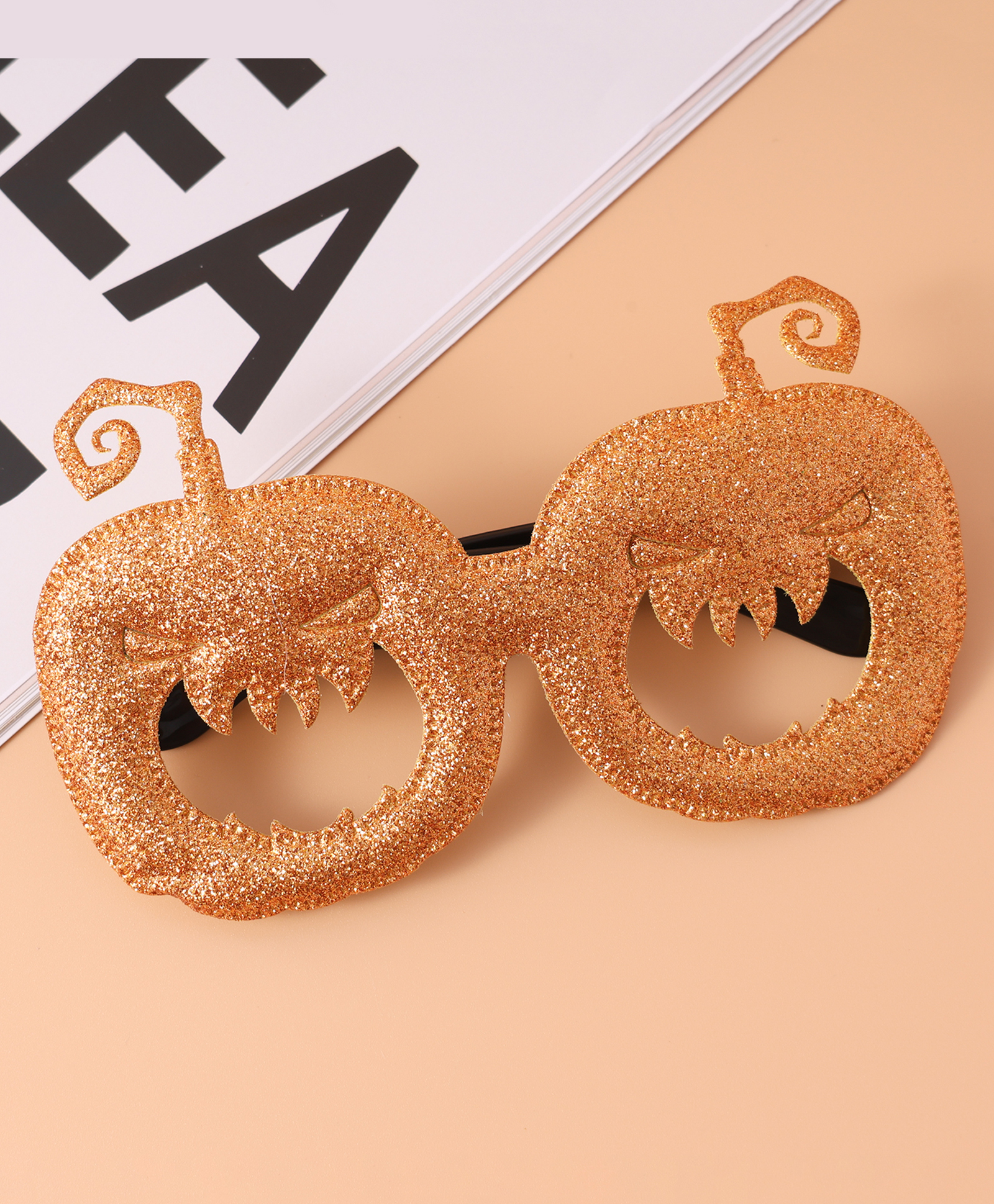 Pumpkin Shaped  Halloween Photo Props Sunglasses - Gold-image-1