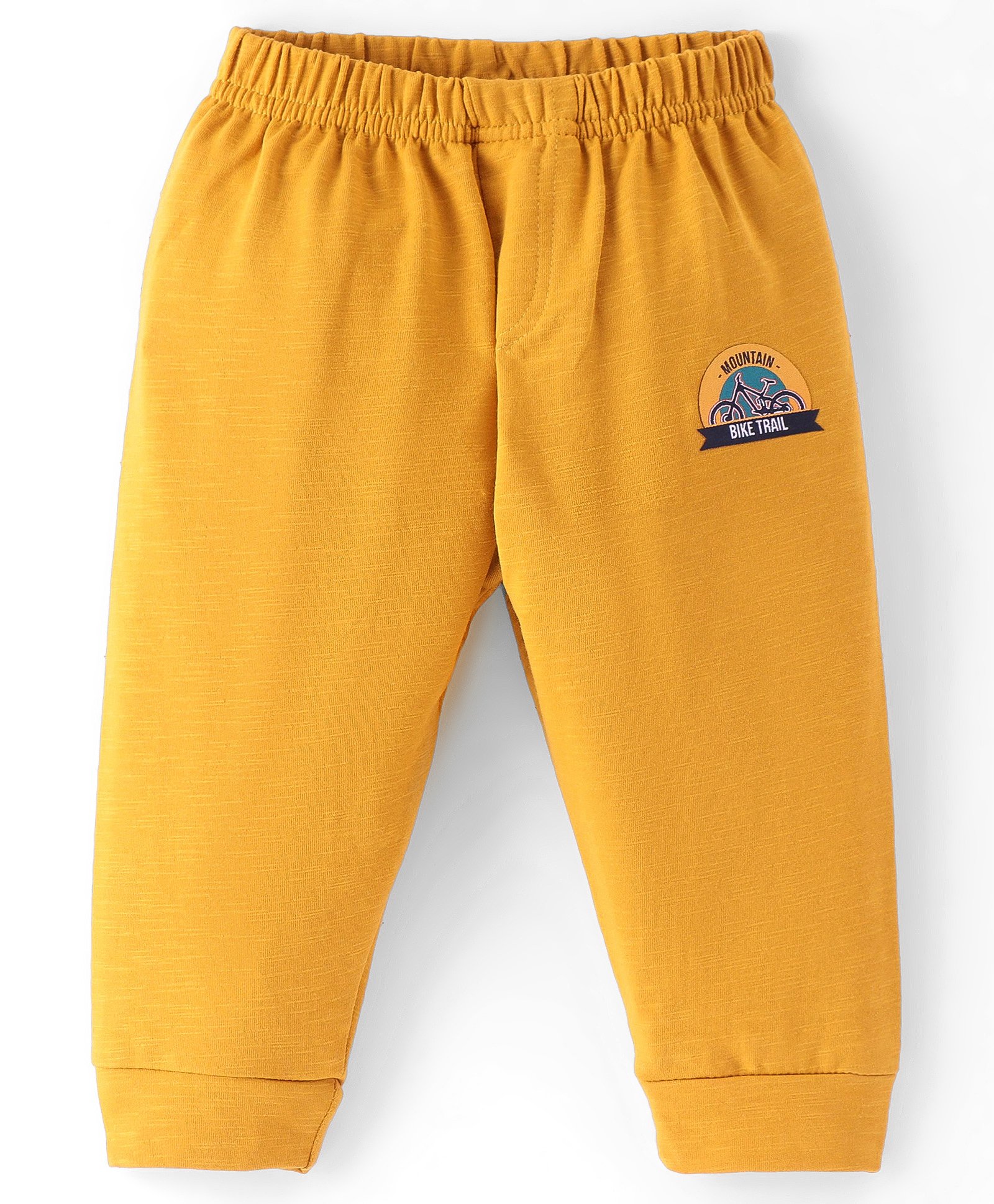 Ollypop Single Jersey Full Length Lounge Pant with Text Patch - Yellow-picture-24