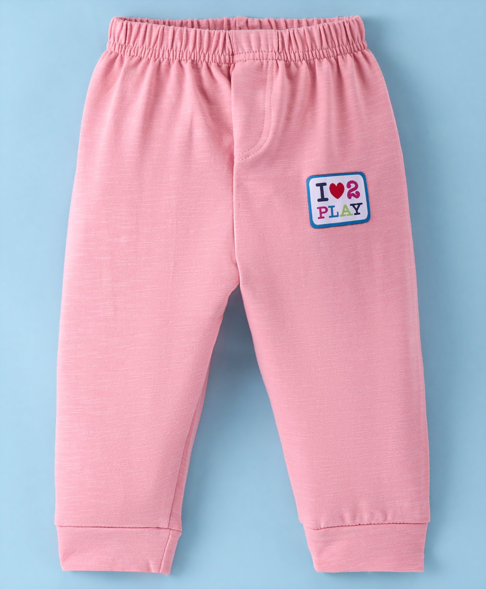 Ollypop Single Jersey Full Length Lounge Pant with Text Patch - Pink-picture-14