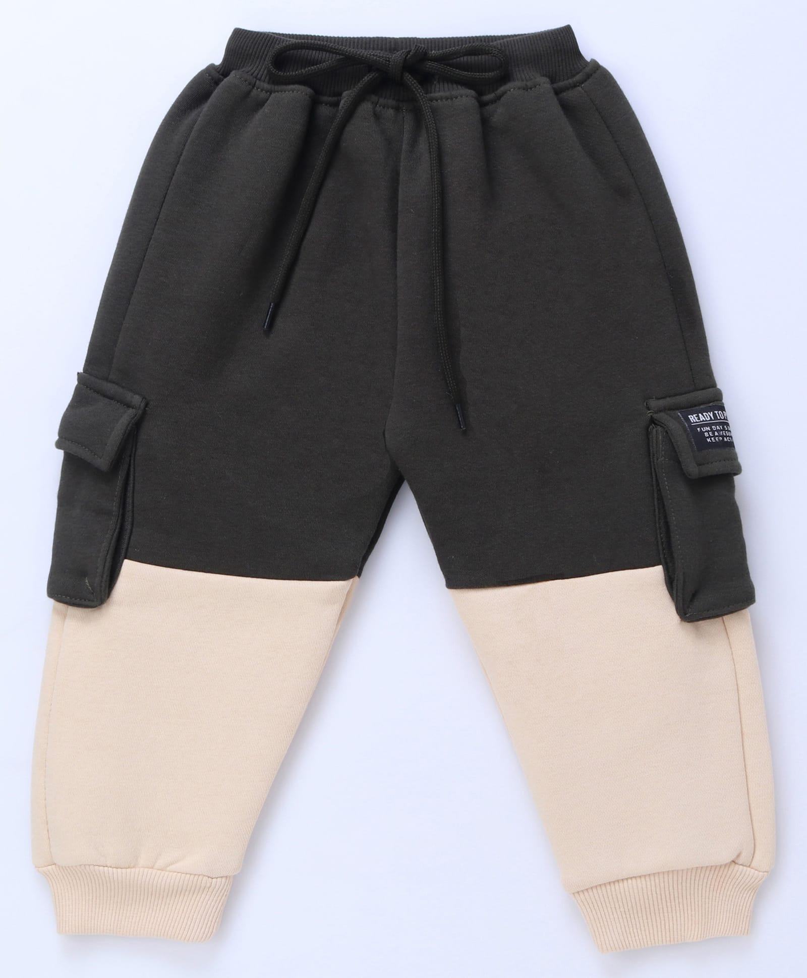 Pepito Full Length Fleece Pant with Patch Detailing - Olive Green-image-12