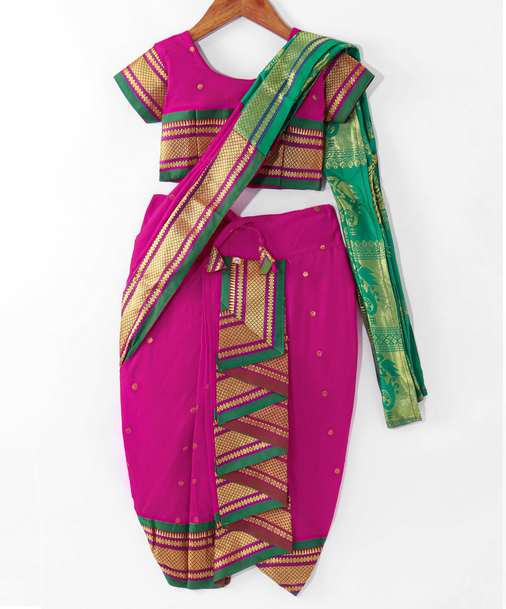 Bhartiya Paridhan Silk Nauvari Saree with Half Sleeves Zari Blouse - Red-image-41