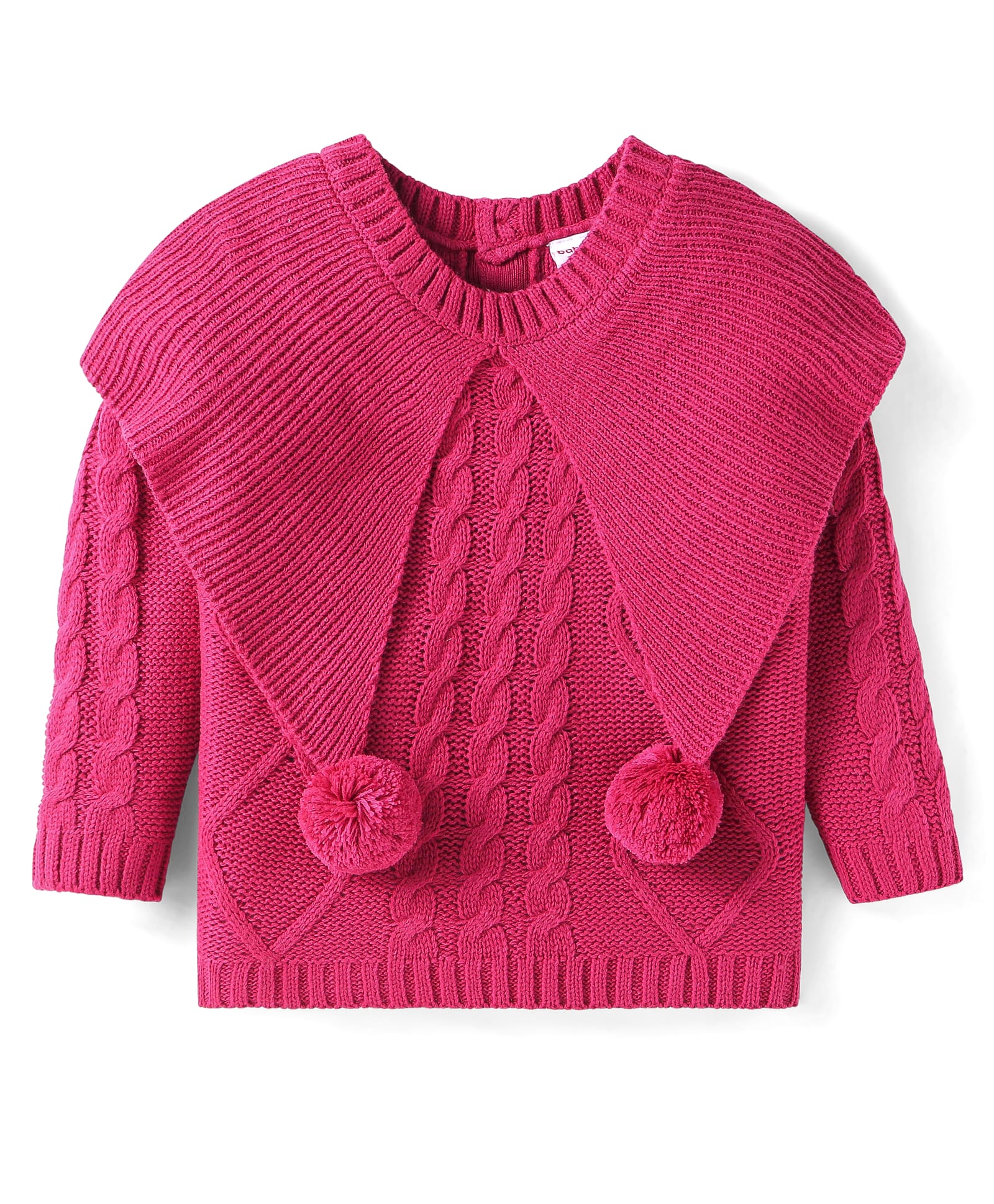 Babyhug Knitted Full Sleeves Pullover Sweater With Cable Knit Design & Applique - Dark Pink-image-26