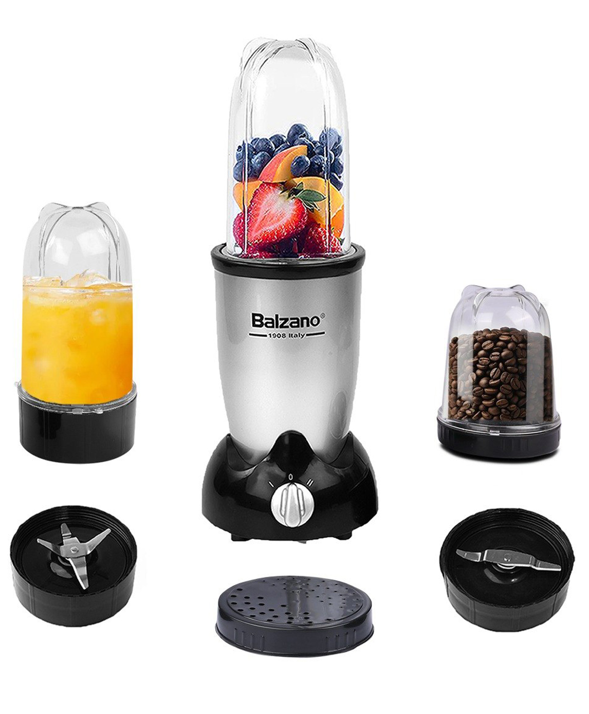 Balzano High Speed Nutri-PRO Bullet Mixer Grinder (Powerful 500W) Blender for Smoothies and Juices/Smoothie Maker - 2 Jars & 2 Blades, Mixer Grinder with Pulse Function, Italian Design & Technology
