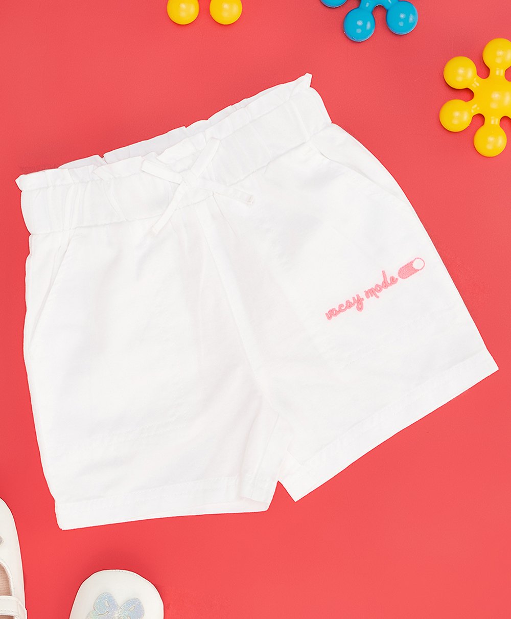 Pantaloons Baby Vacay Mode Text Embroidered Shorts - White-picture-10