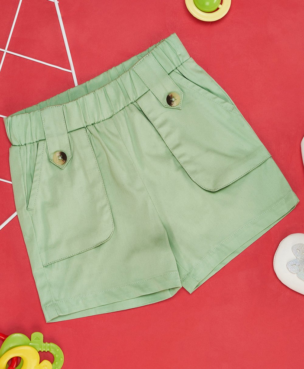 Pantaloons Baby Cotton Lycra Solid Shorts - Green-image-42