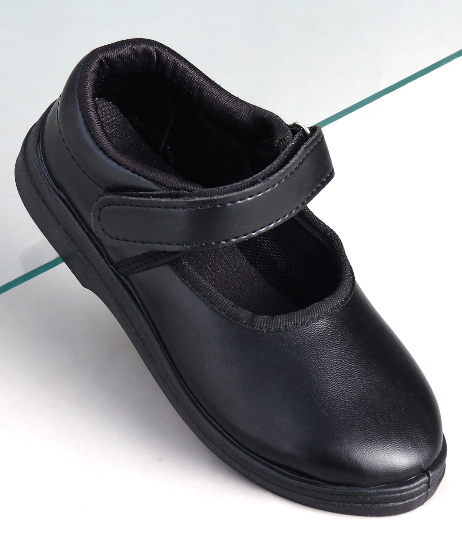 Pine Kids Solid School Shoes with Velcro Closure - Black-image-40