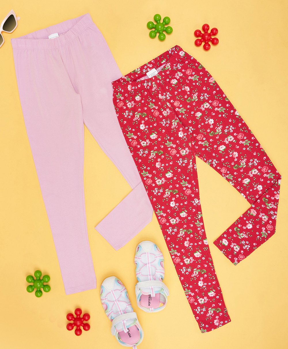 YU by Pantaloons Pack Of 2 Solid & Floral Printed Leggings - Multi Colour-picture-32