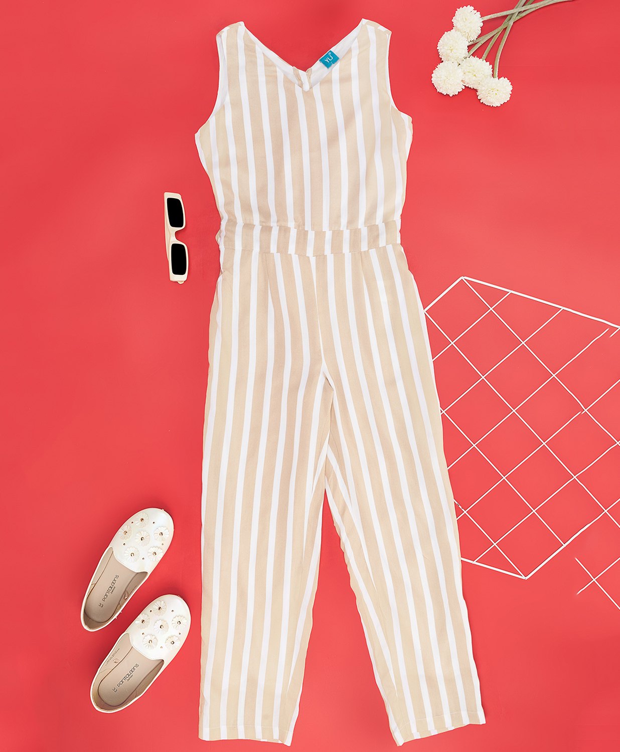 YU by Pantaloons Sleeveless Striped Jumpsuit - Beige-picture-38
