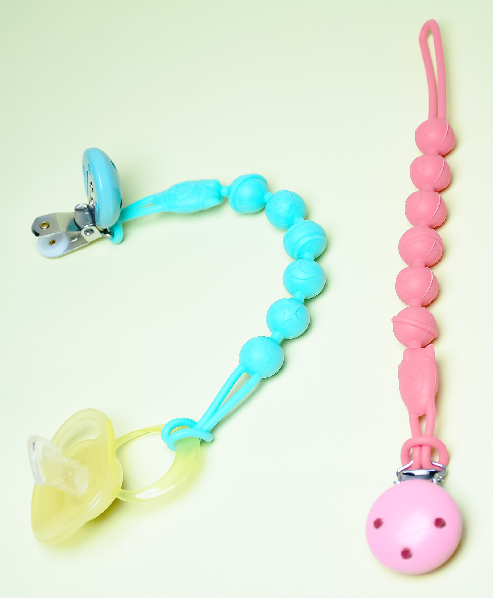 THE LITTLE LOOKERS Silicone Pacifier Clip for Baby Boys and Girls, One Piece Pacifier Clips, Wooden Soother Clips Design, Fits Most Pacifiers and Teething Toys - Blue & Pink-image-29