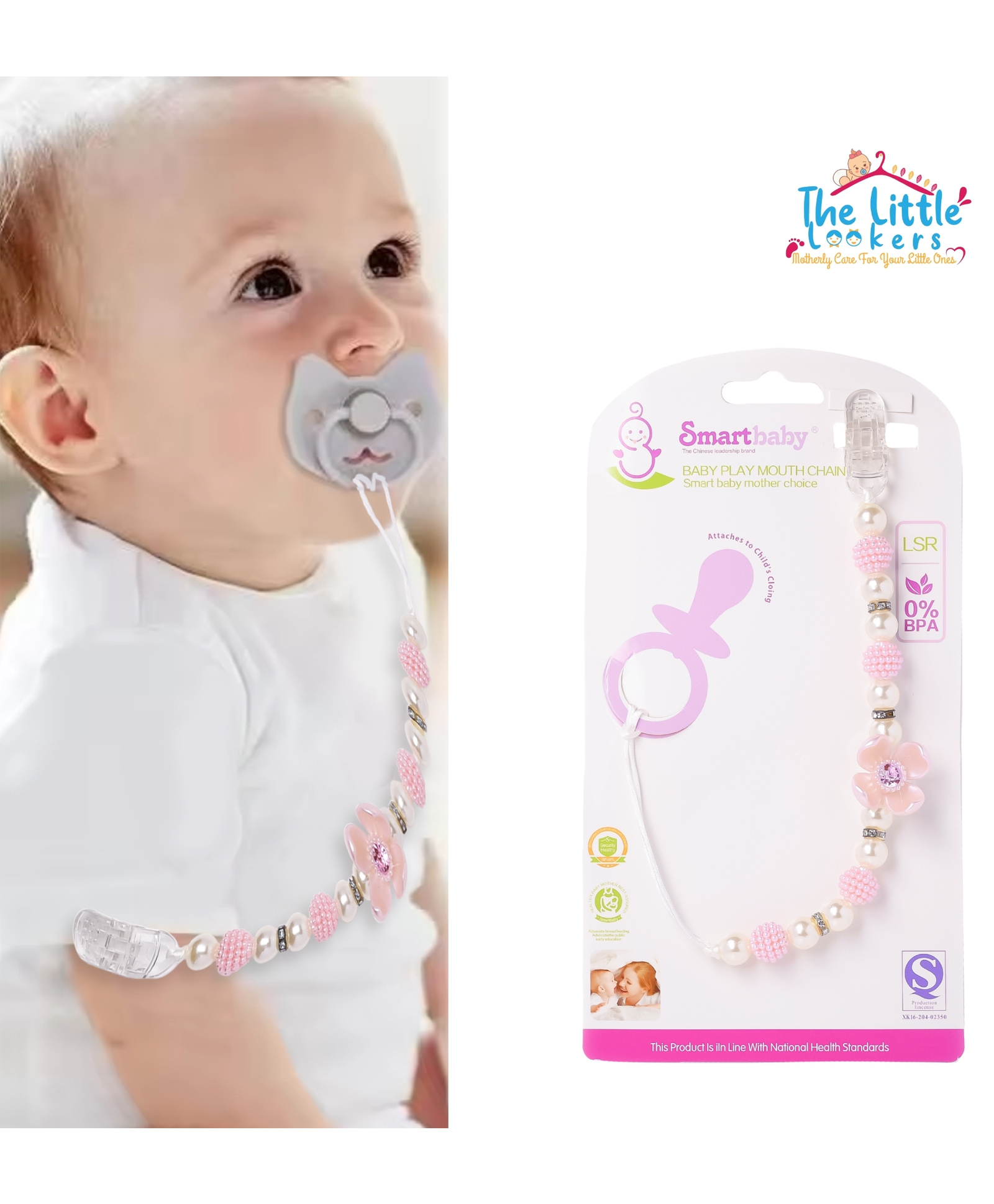 The Little Lookers Silicone Pacifier Clip for Baby Boys and Girls, Fits Most Pacifiers and Teething Toys - Baby Pink.-image-26