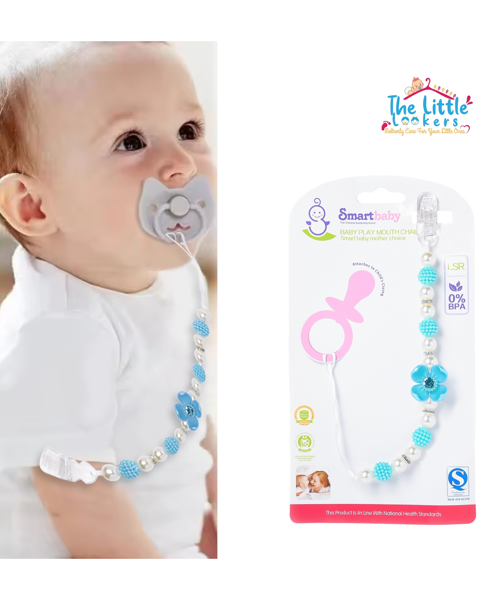 The Little Lookers Silicone Pacifier Clip for Baby Boys and Girls, Fits Most Pacifiers and Teething Toys - Blue.-image-8