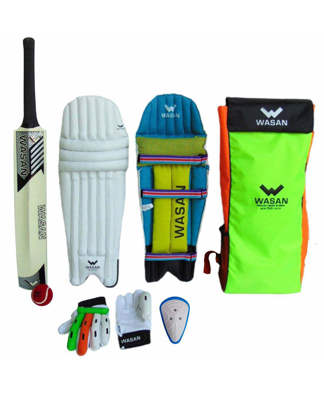 WASAN Complete Cricket Kit with Special Bat Pocket, Back pack with straps  Sz. Youth-picture-1
