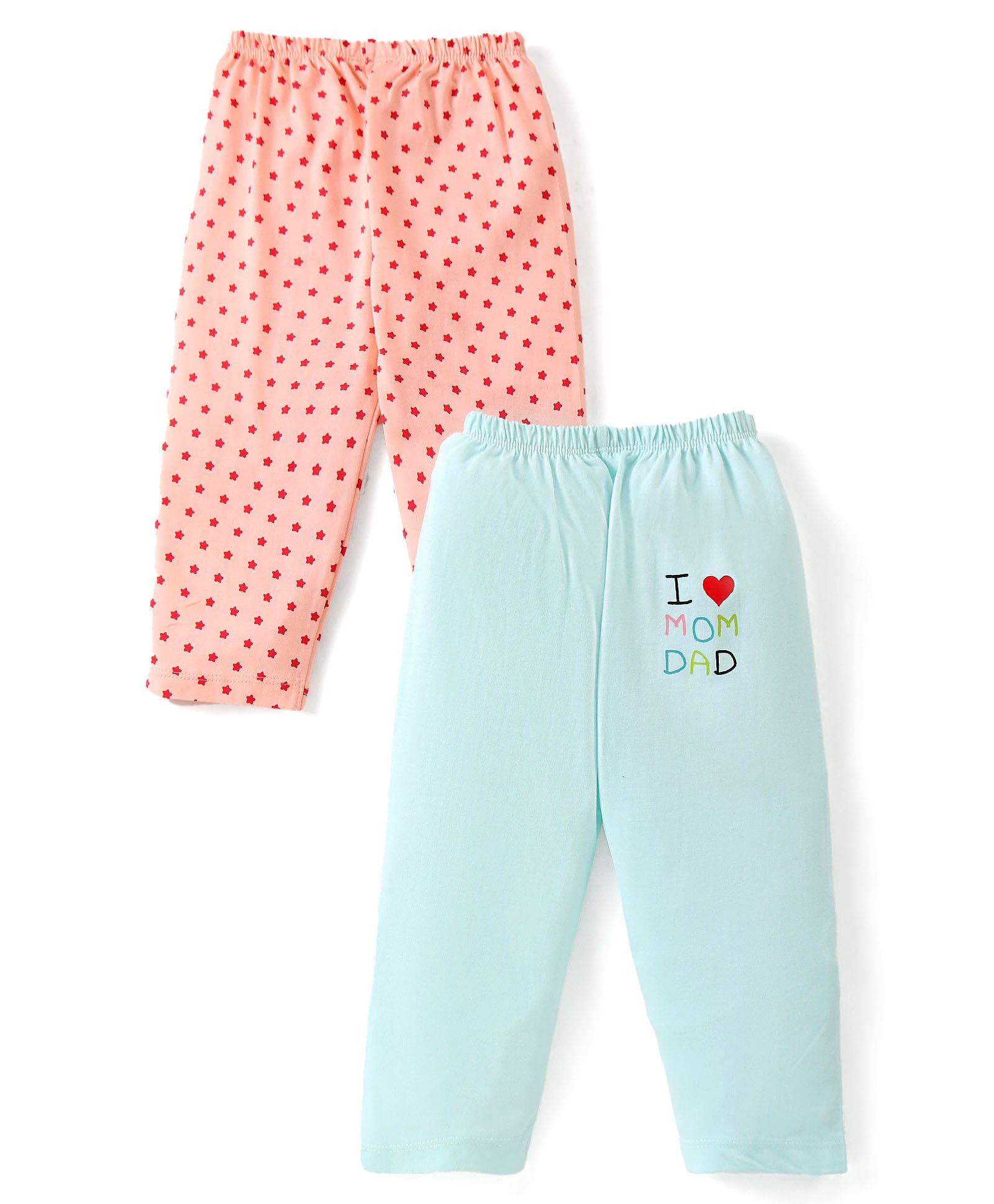 Ben Benny 100% Cotton Interlock Knit Full length Legging with Star & Text  Print Pack of 2 - Red & Blue-picture-24