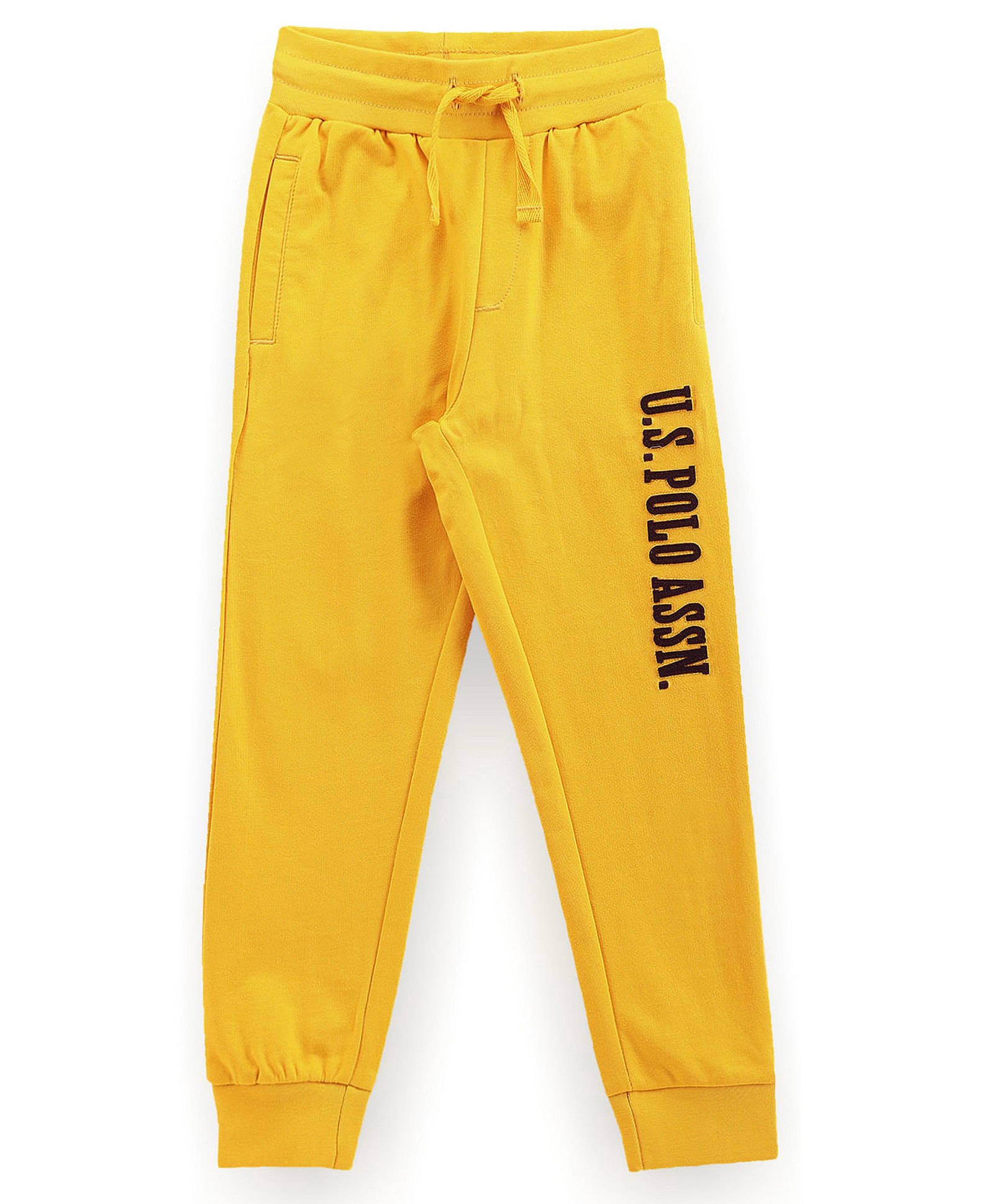 US Polo Assn Cotton Knit Full Length Lounge Pant with BrandText Patch - Yellow-image-43