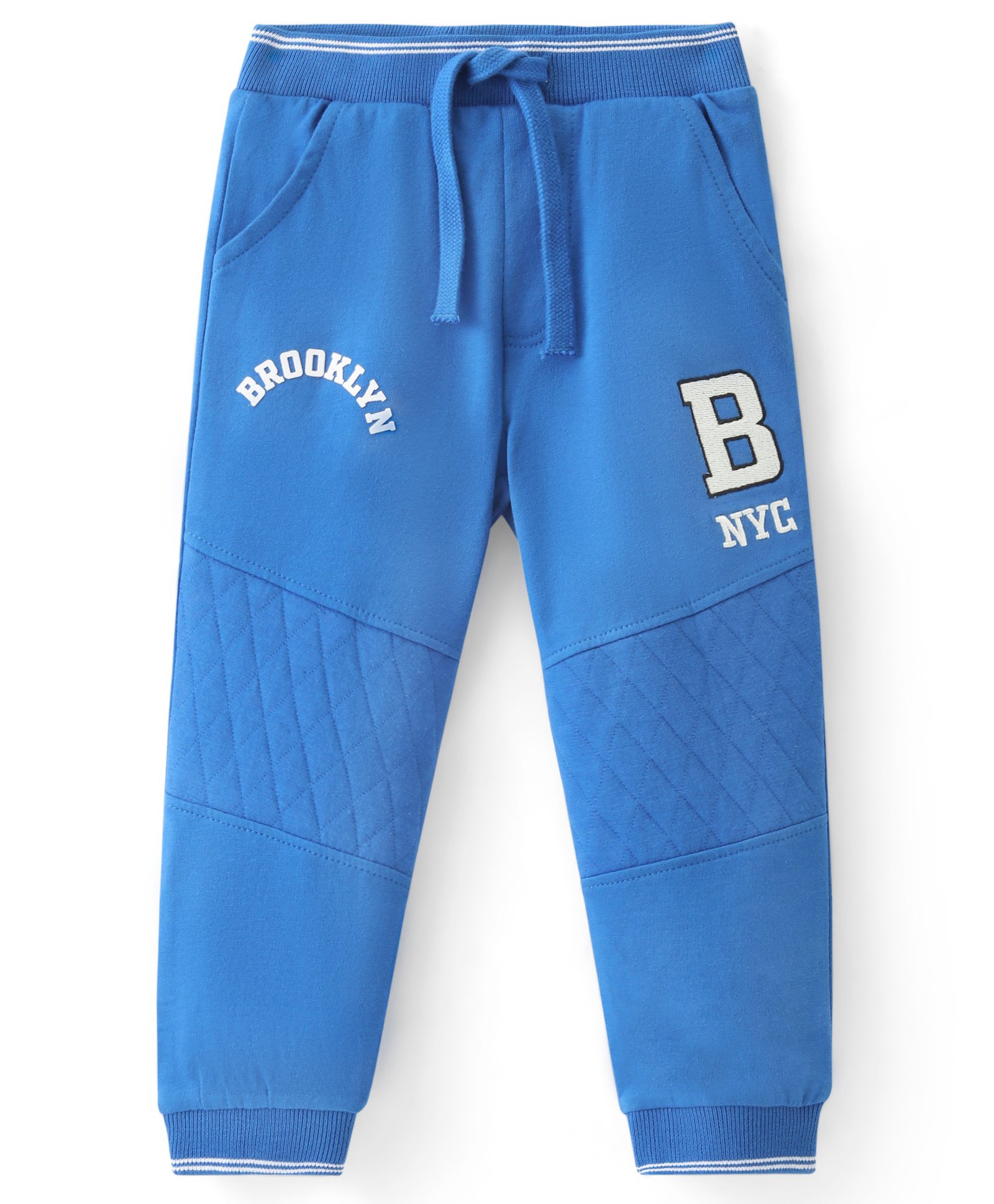 Babyhug French Terry Knit Full Length Lounge Pant with Text Print - Blue-image-41