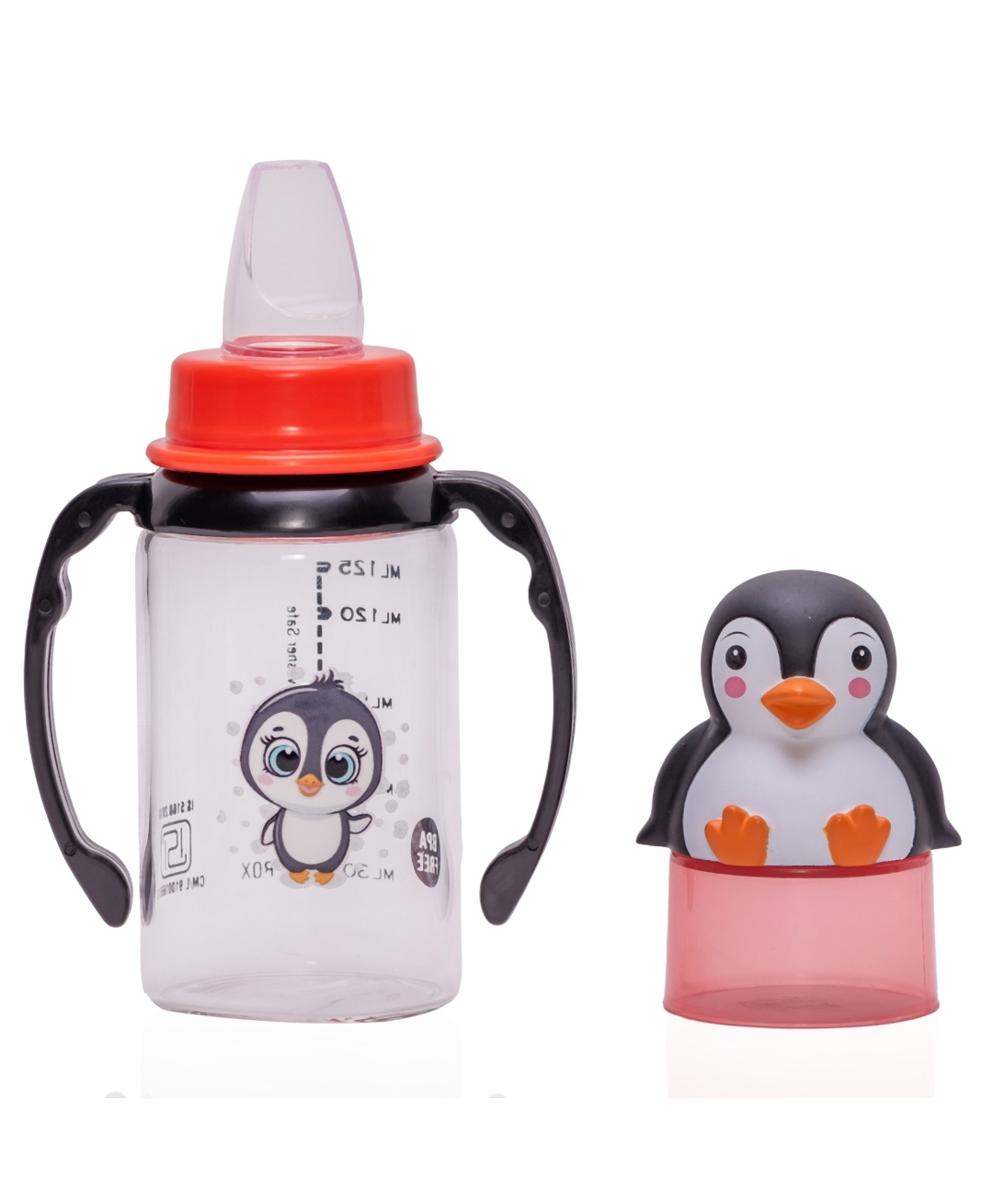 Adore BUNK! Character Hood Glass Spout Sipper with Twin Handle- 125ml- Penguin-image-15