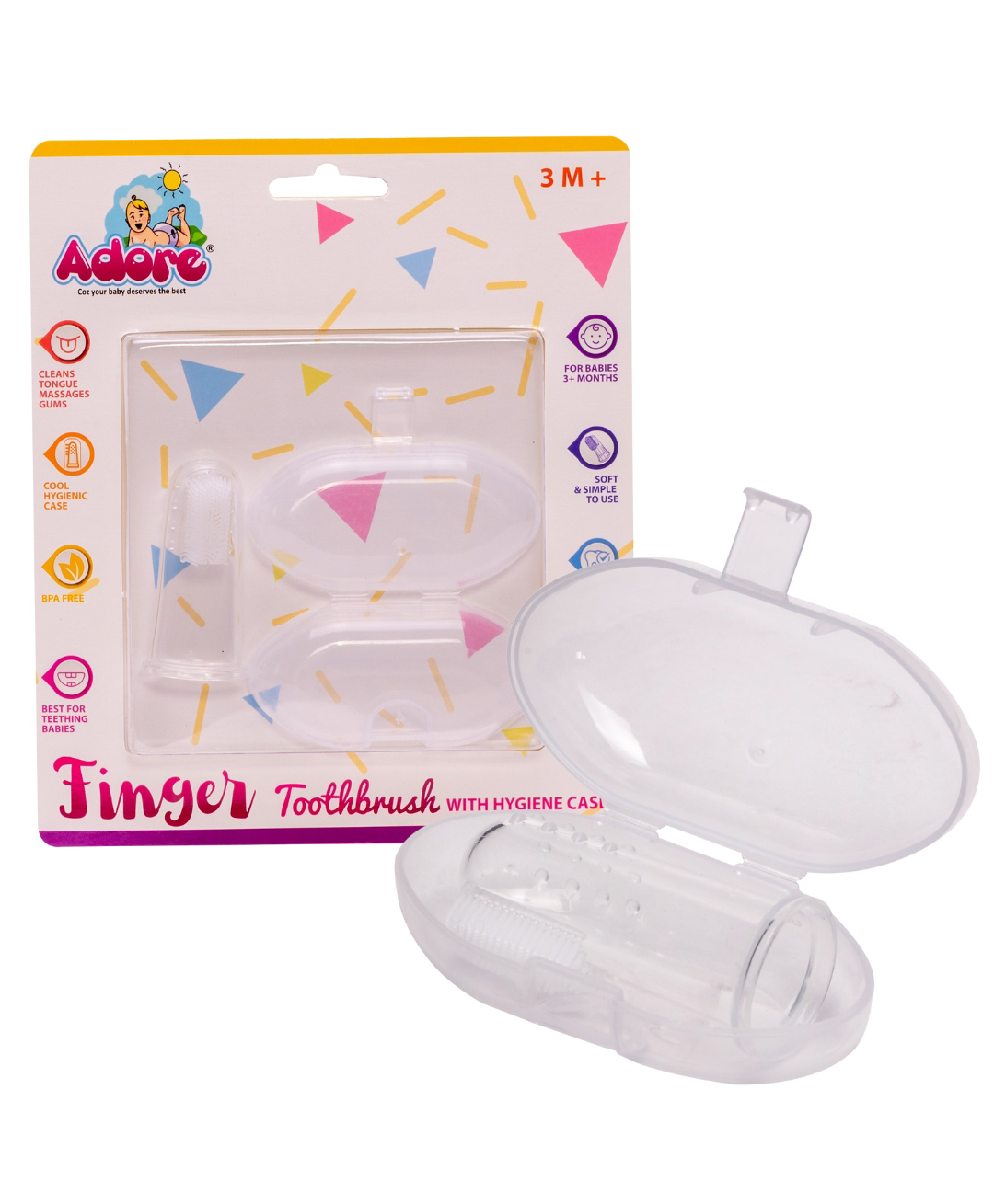 Adore Baby Fingerbrush with Hygiene Storage Case-White-image-38