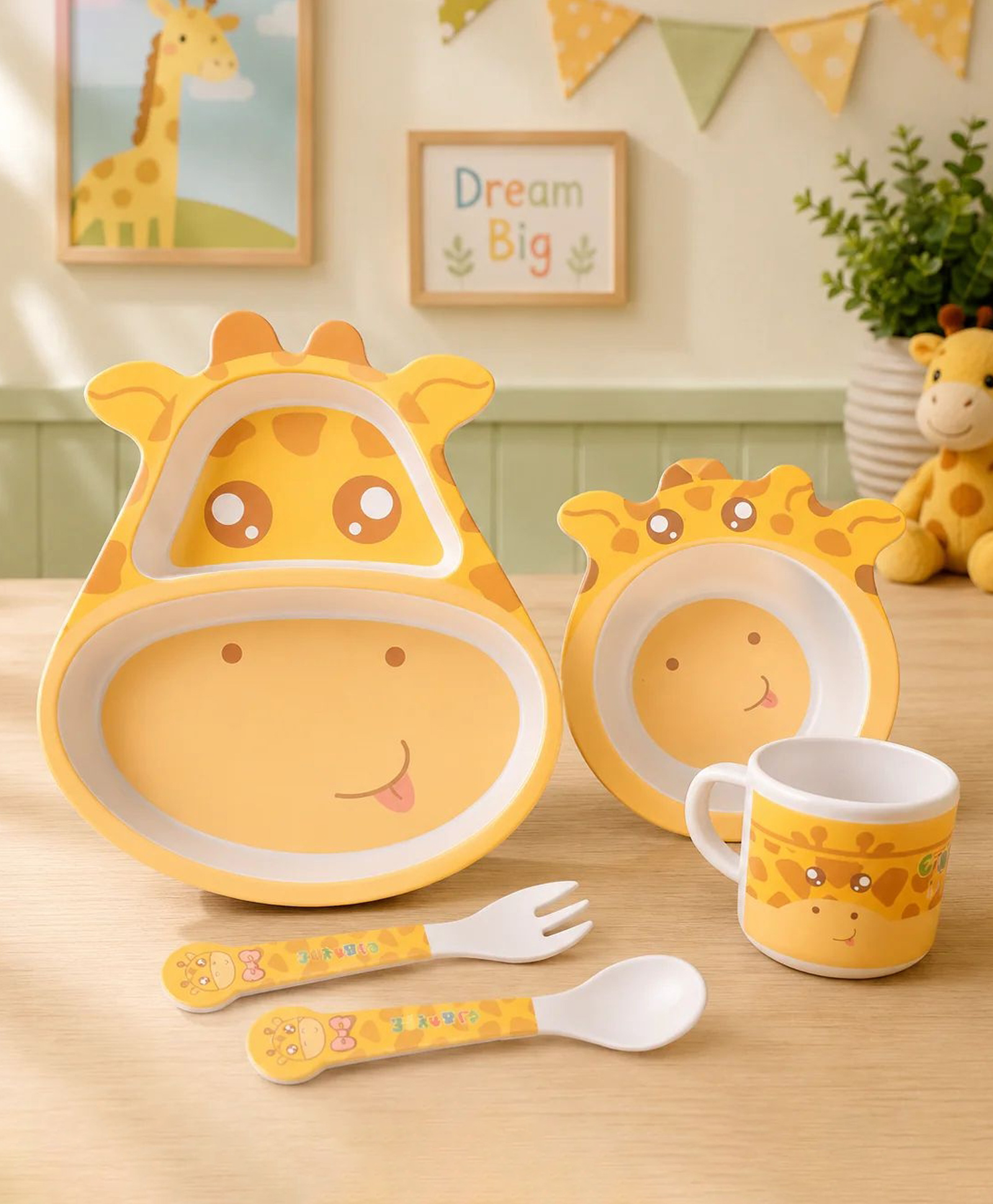 The Bamboo Co Bamboo  Bamboo Kids Feeding Set of 5- Goofy Giraffe-image-34
