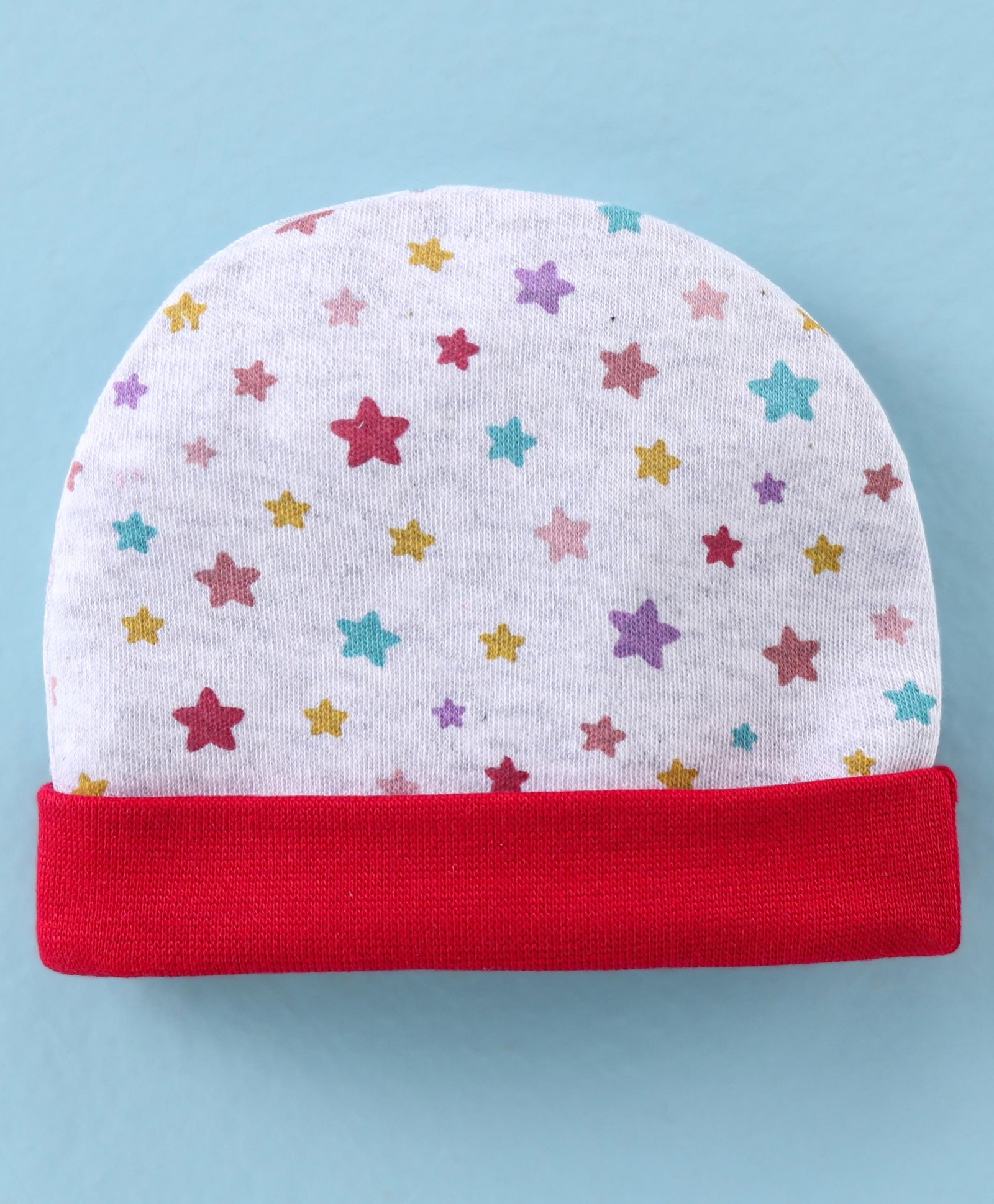 Ben Benny 100% Cotton Knit Star Printed Cap White - Diameter 9 cm-image-30