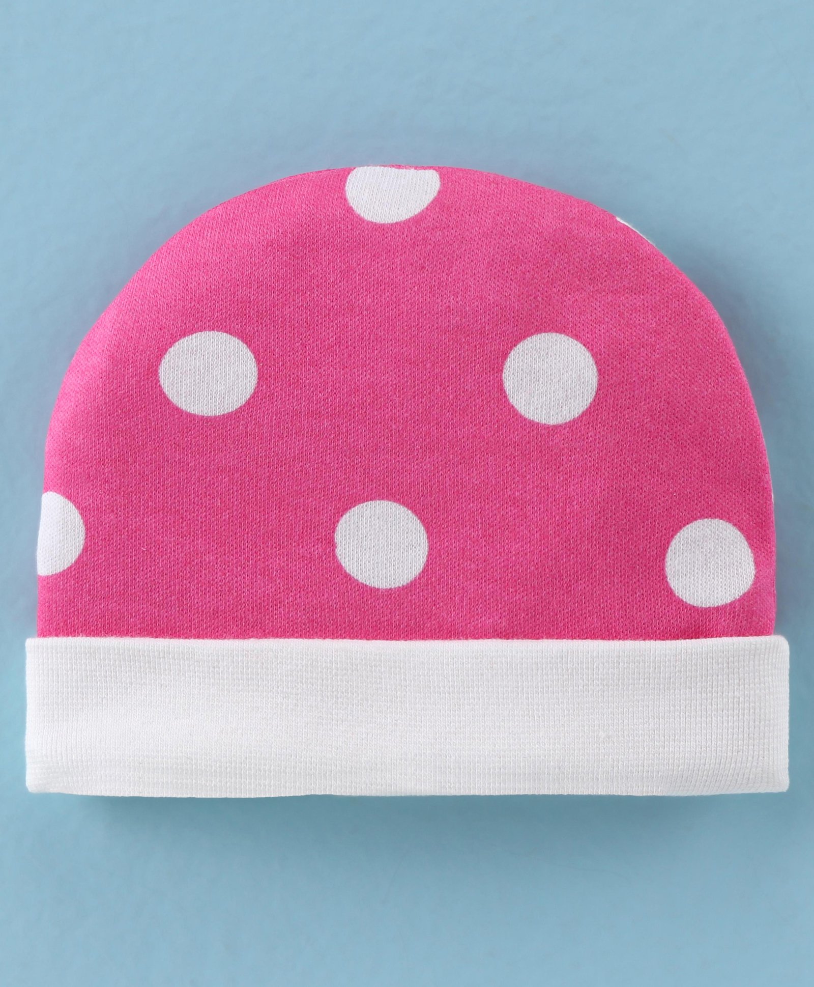 Ben Benny 100% Cotton Knit Polka Dot Printed Cap Pink - Diameter 10 cm-picture-5